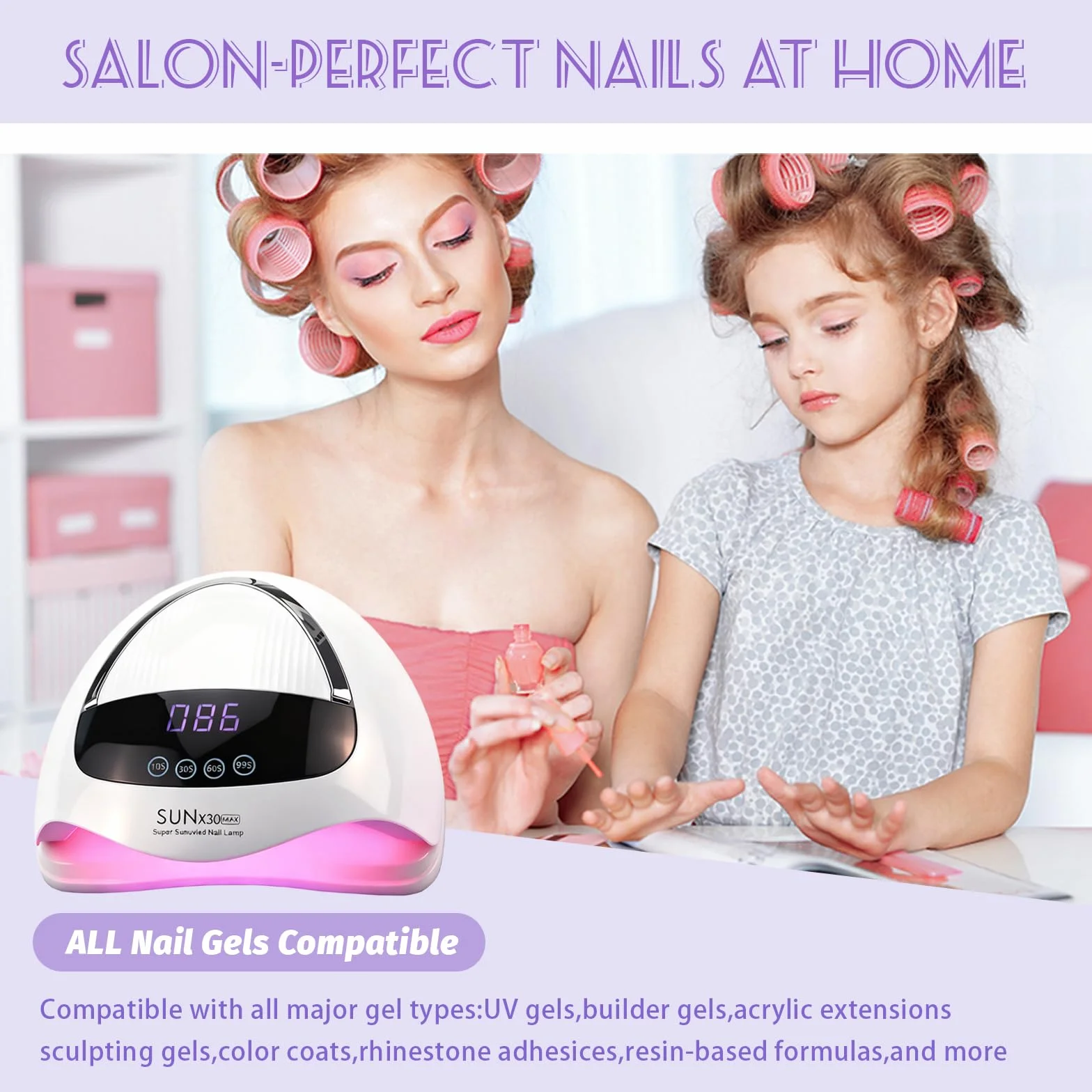 LÁMPARA UV/LED PARA UÑAS 500 W - Secador de uñas con 90 LED y sensor automático