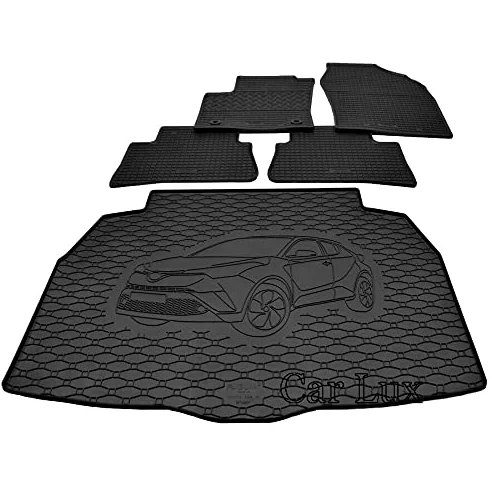 Car Lux DUO06036 - Alfombra Protector Maletero + Alfombras Alfombrillas de Goma a Medida para Toyota C-HR CHR Desde 2016-