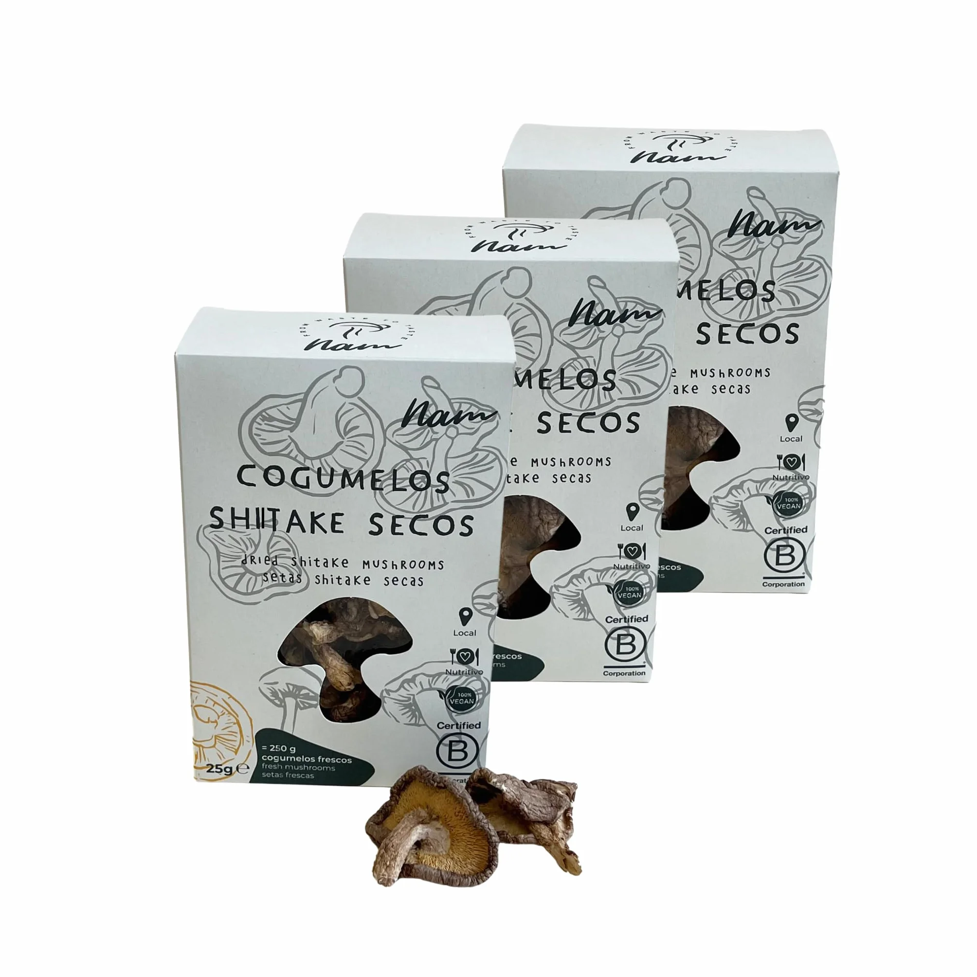 Setas Shiitake Deshidratadas 3x25g Champiñones Secos Comestibles Naturales