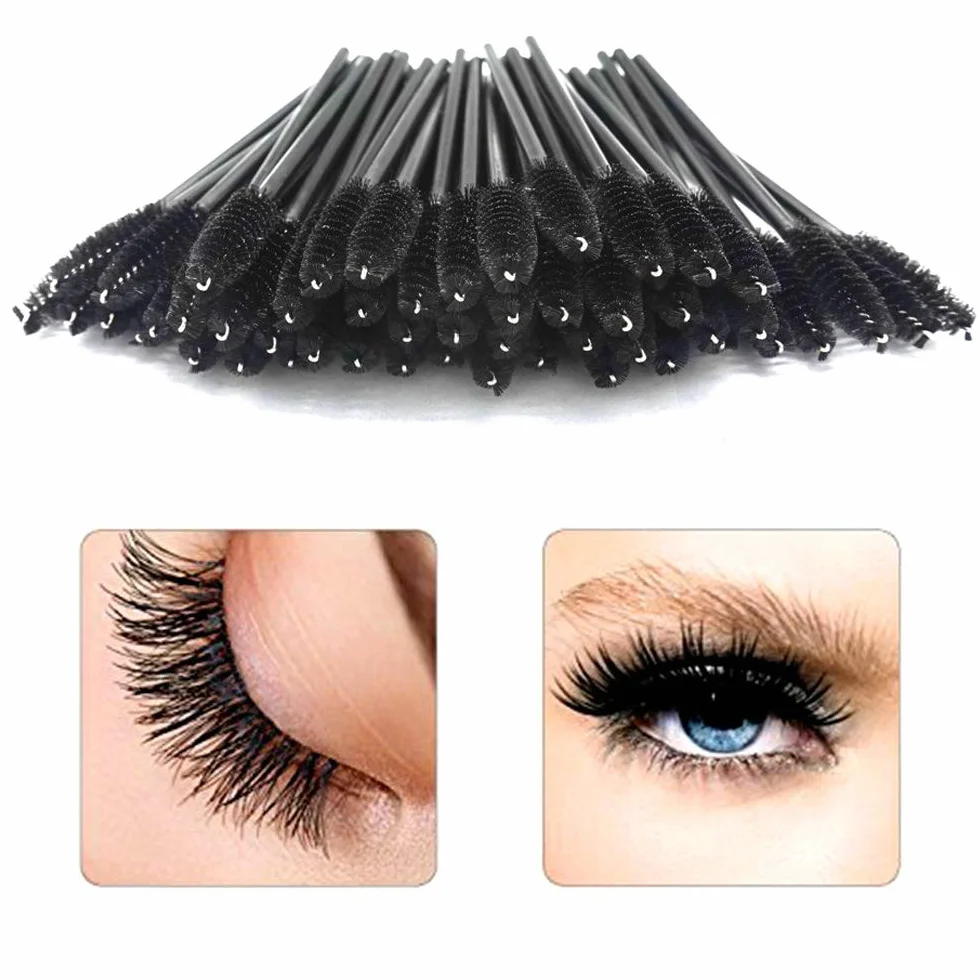 200 piezas Kits de pinceles de maquillaje desechables negro