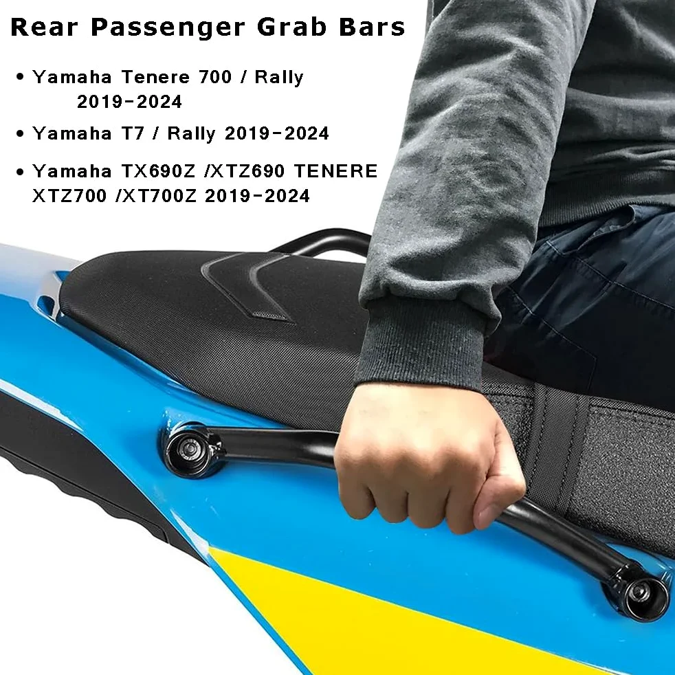 Tenere 700 2019-2024 Moto Reposabrazos para pasajeros Trasero para TENERE 700 2019 2020 2021 2022 2023 2024 T7 Rally XTZ690 XTZ 700 - Negro