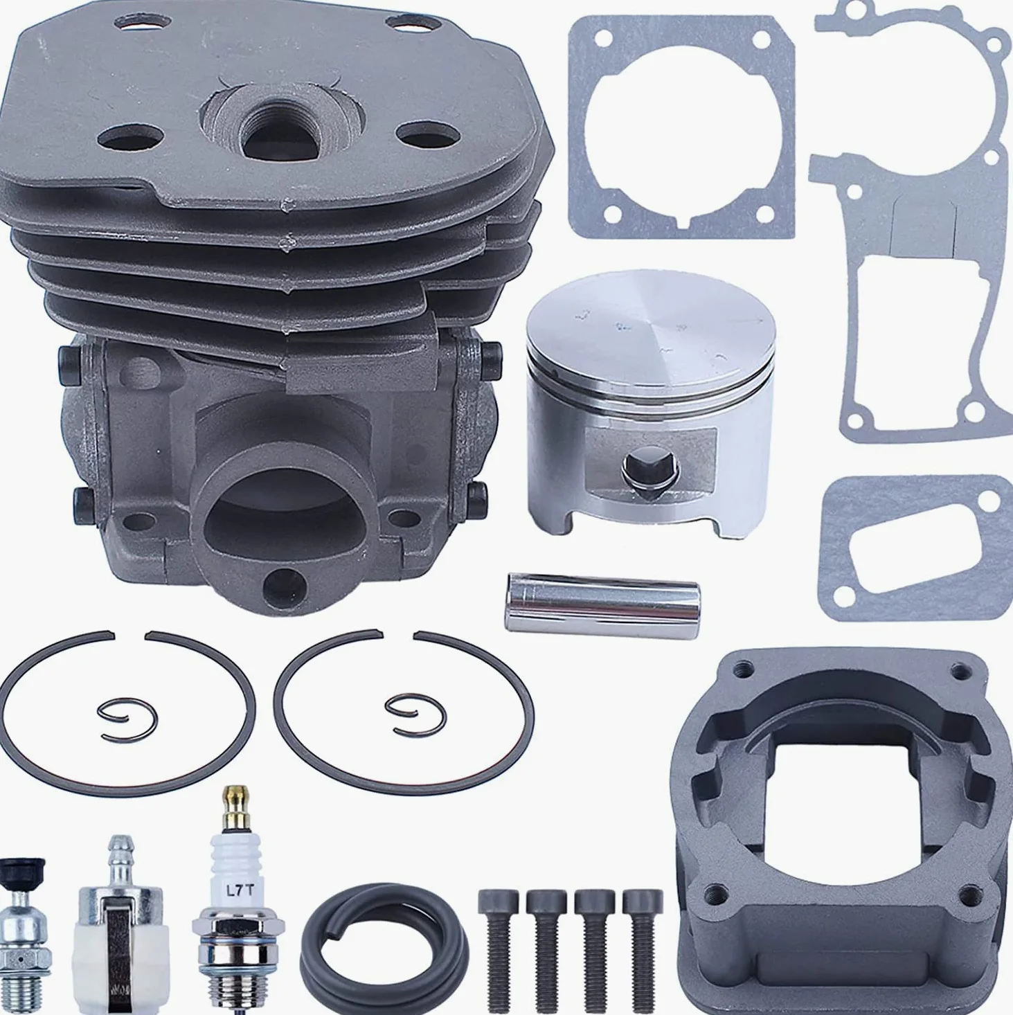Junta de cárter Motor Cilindro 45 mm, Filtro línea Combustible, Adecuado para motosierras Gasolina 2 Tiempos 353, 351, 350 y 346XP