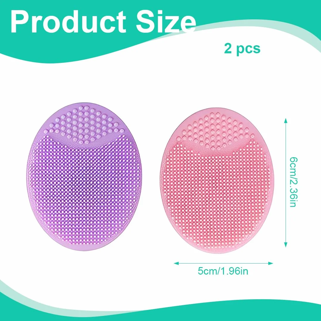 Cepillo de Limpieza Facial de Silicona Suave 2 Pcs para Exfoliante de Poros Rosa Violeta