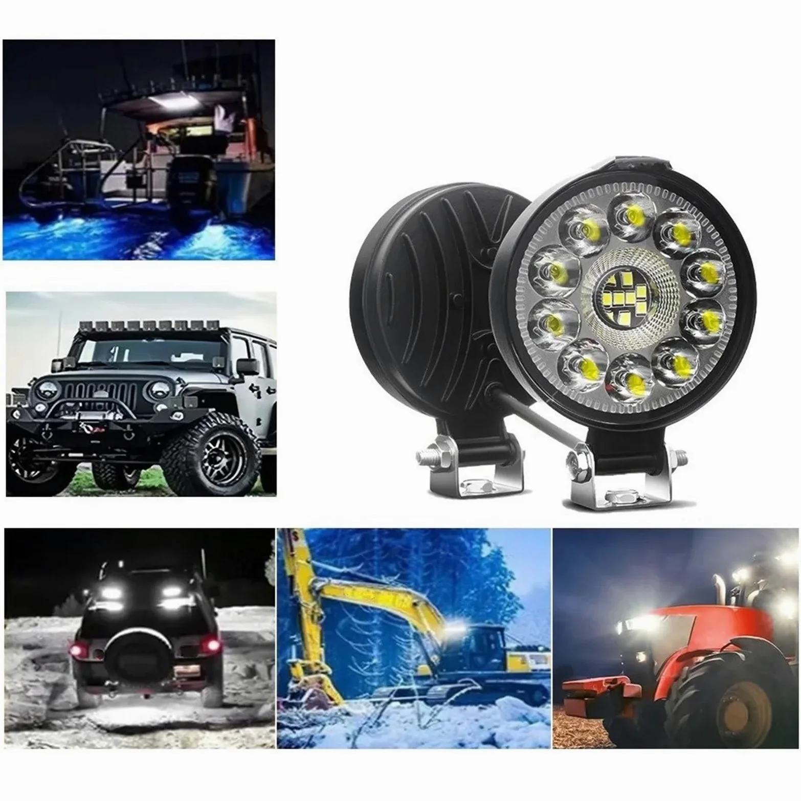 luz conducción Luz LED Trabajo Para Coche, Reflector Redondo 63W, 3 Pulgadas, 21LED, Auxiliar, Modificación Para Vehículo Todoterreno, Faros 12V Y 24V