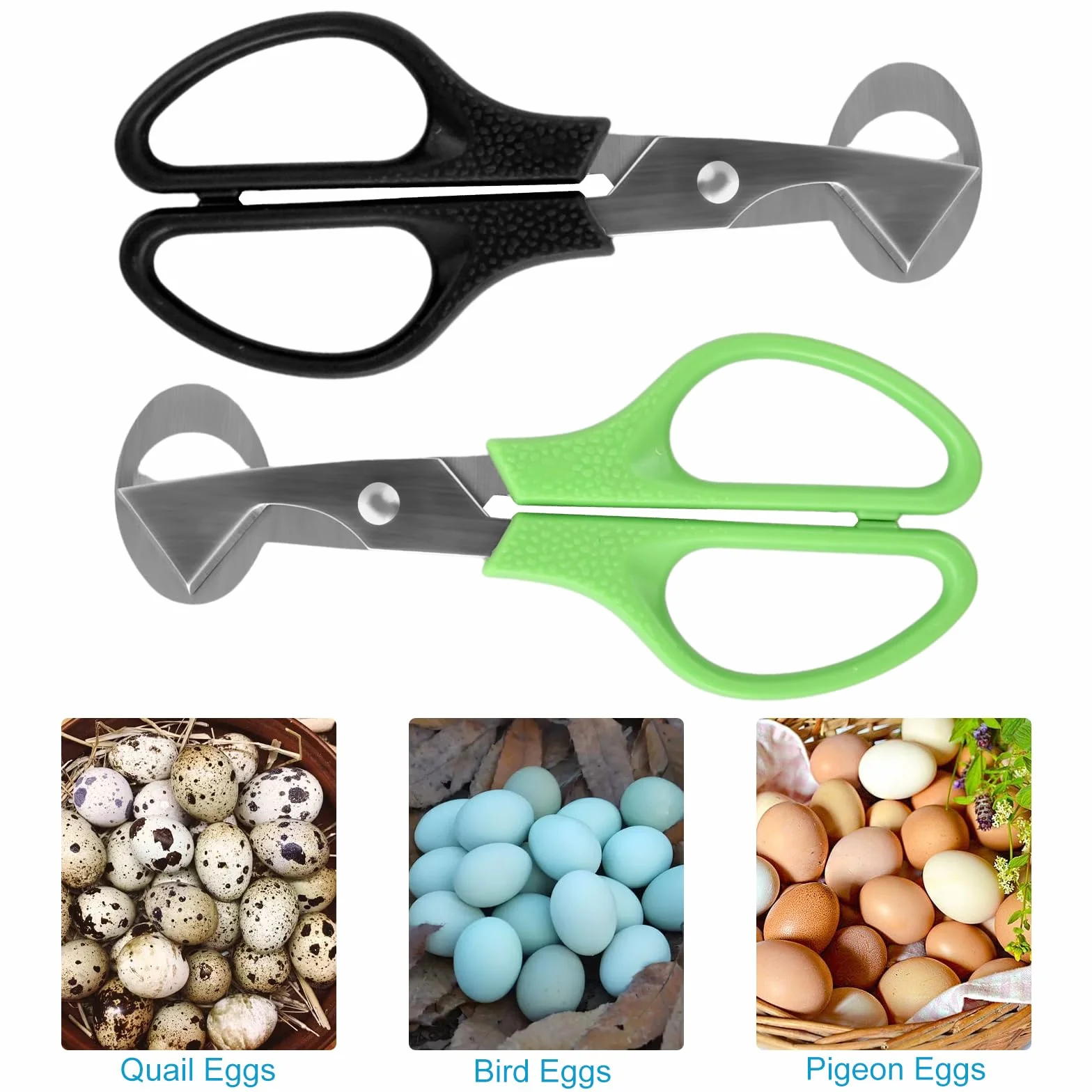 Tijeras Huevos de Codorniz de Acero Inoxidable, Cortador de Cáscara Huevo, Abridor de Huevos, Tijeras de Cocina, Negro, Verde