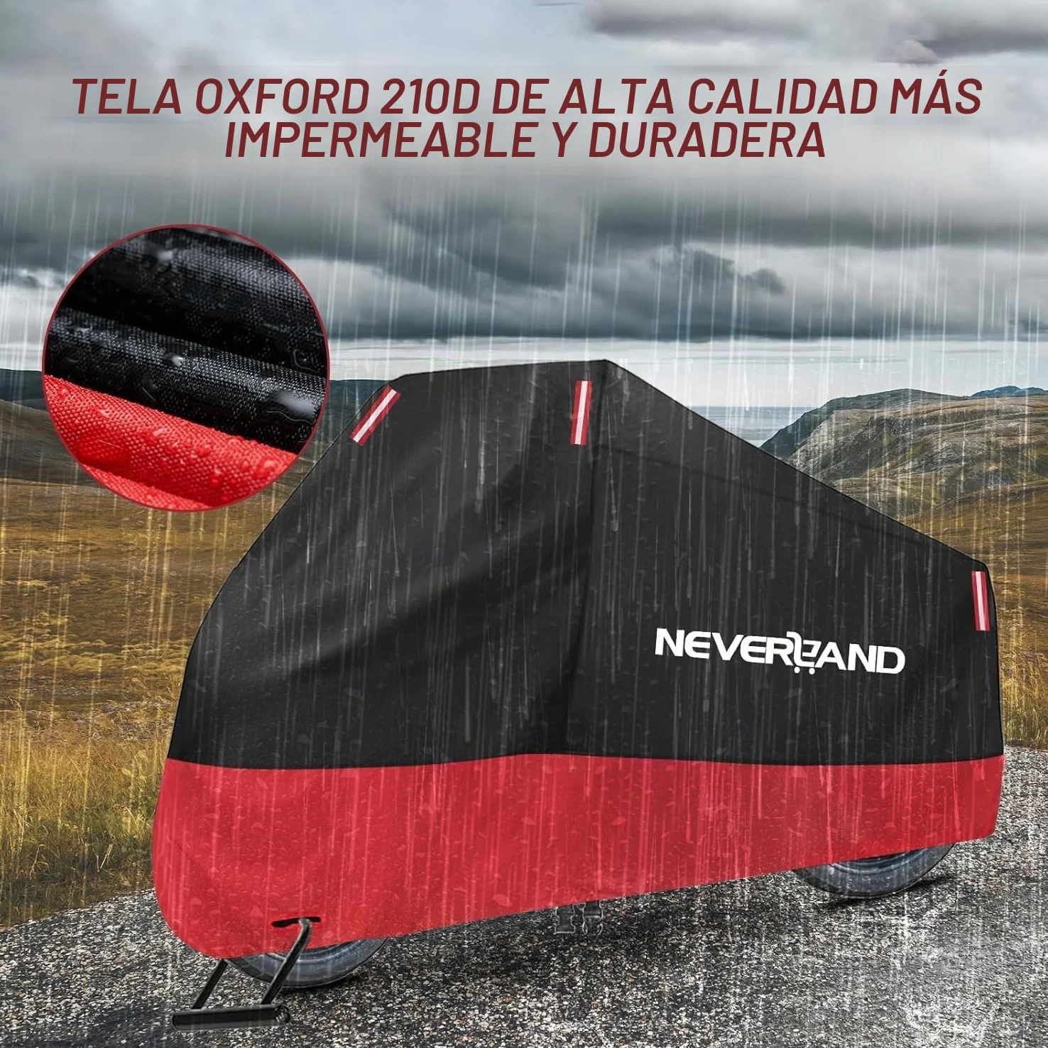 NEVERLAND Funda para Moto Curbe Moto 210D Oxford Funda de Moto Impermeable Cubierta Protectora con Banda Reflectante a Prueba de Sol Lluvia Polvo Viento Nieve 220 * 95 * 110 CM