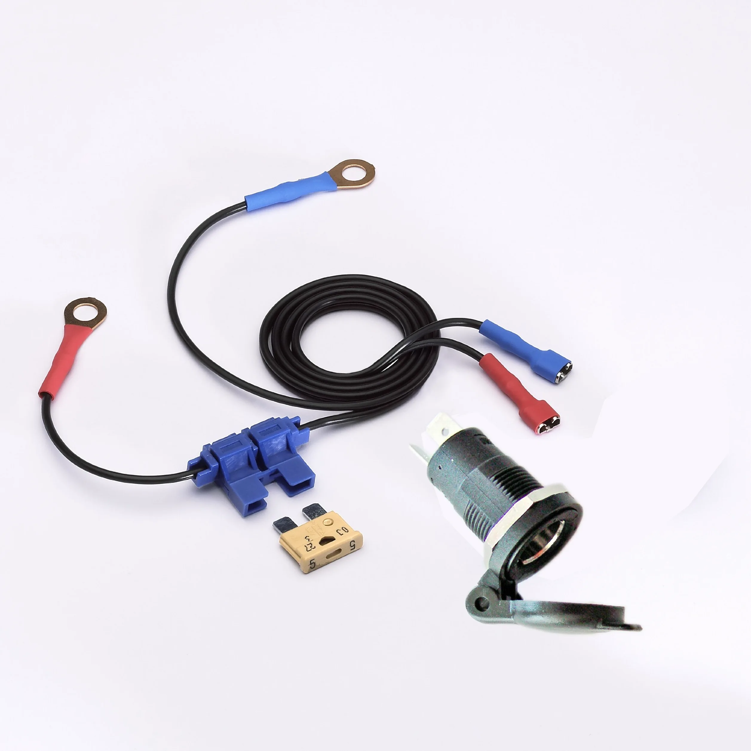 Fritec - Juego de equipamiento adicional para motos, automóviles o barcos (para cargar o mantener la carga de la batería, para tomas de corriente de la red de a bordo para dispositivos de navegación o para otros consumidores)