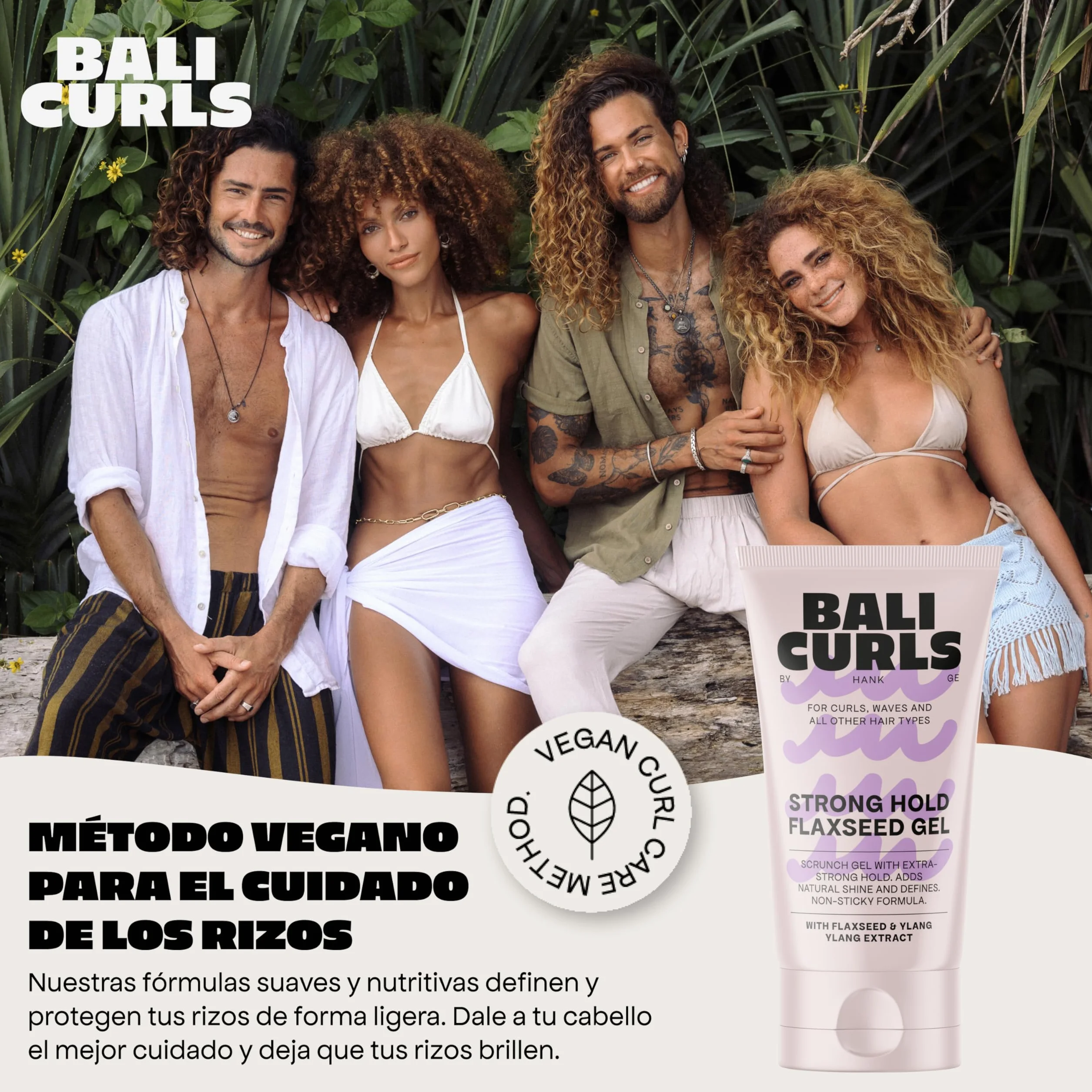 BALI CURLS Strong Hold Flaxseed Gel – Gel de linaza extra fuerte para rizos definidos – 150 ml