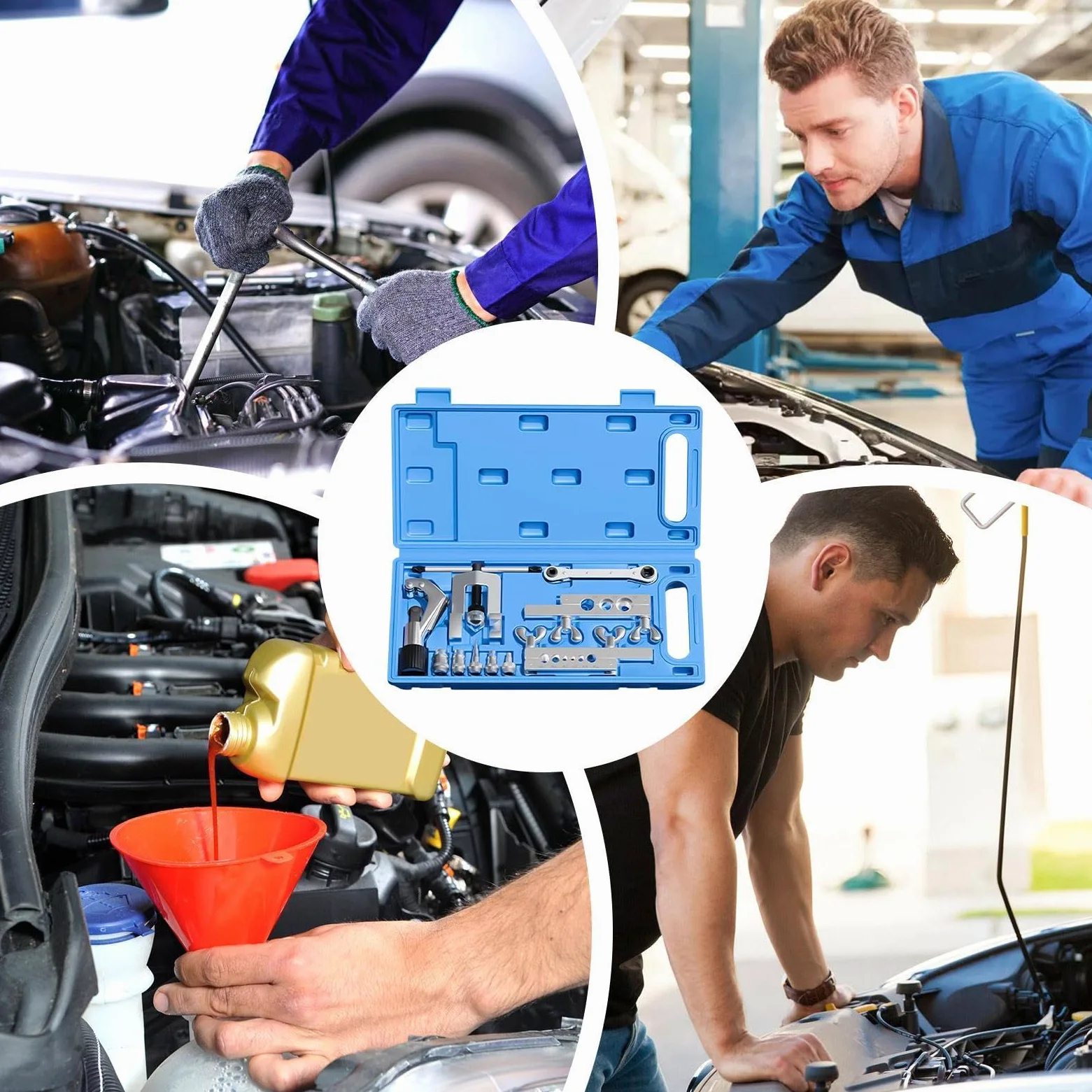 Genérico Kit Abocardador Frenos Set Reparación y Mantenimiento Líneas Coche | Kit De Abocardado Doble Camión Sedán Automotriz Hogar Industria Garaje Y Taller Exterior