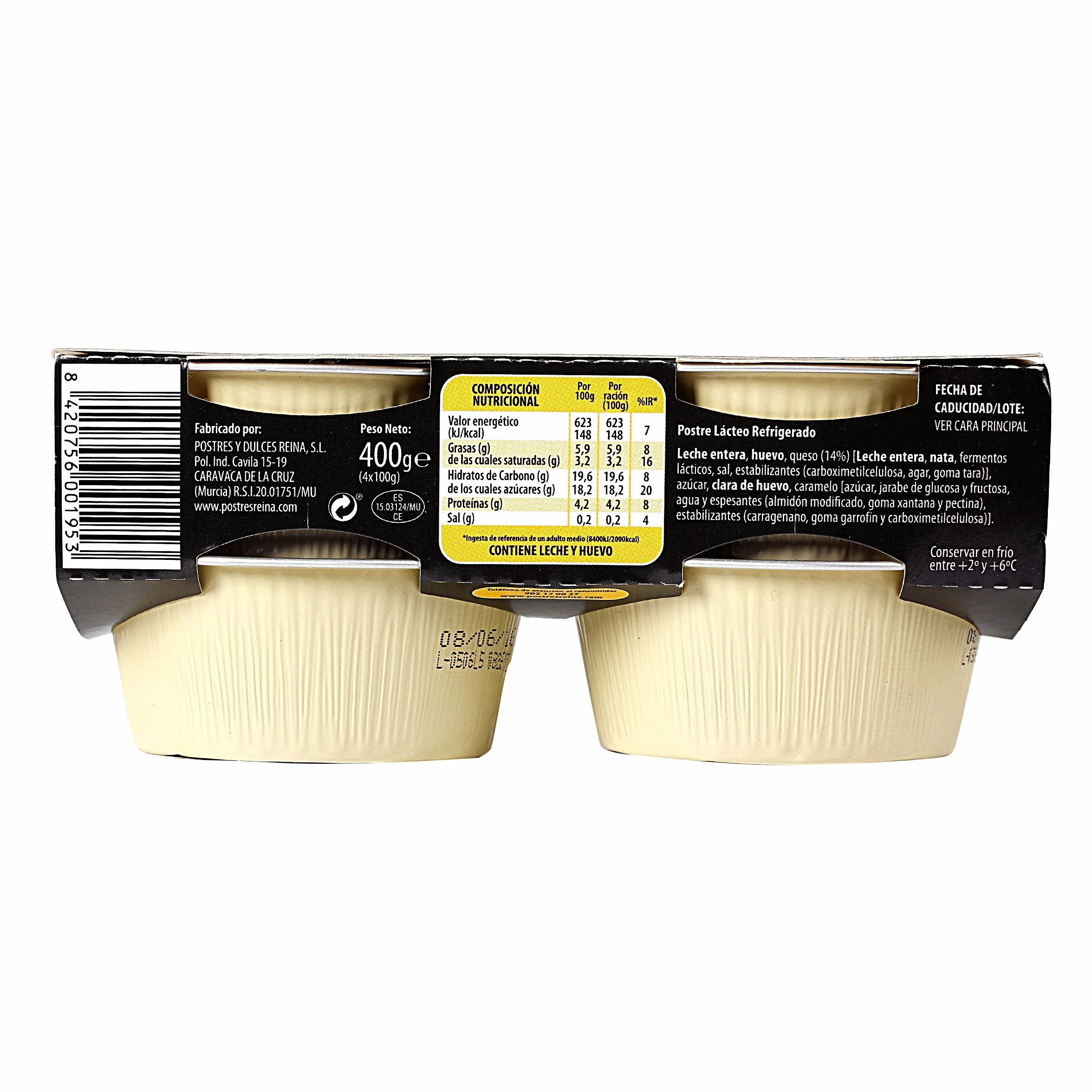 REINA flan de queso pack 4 x 100 g