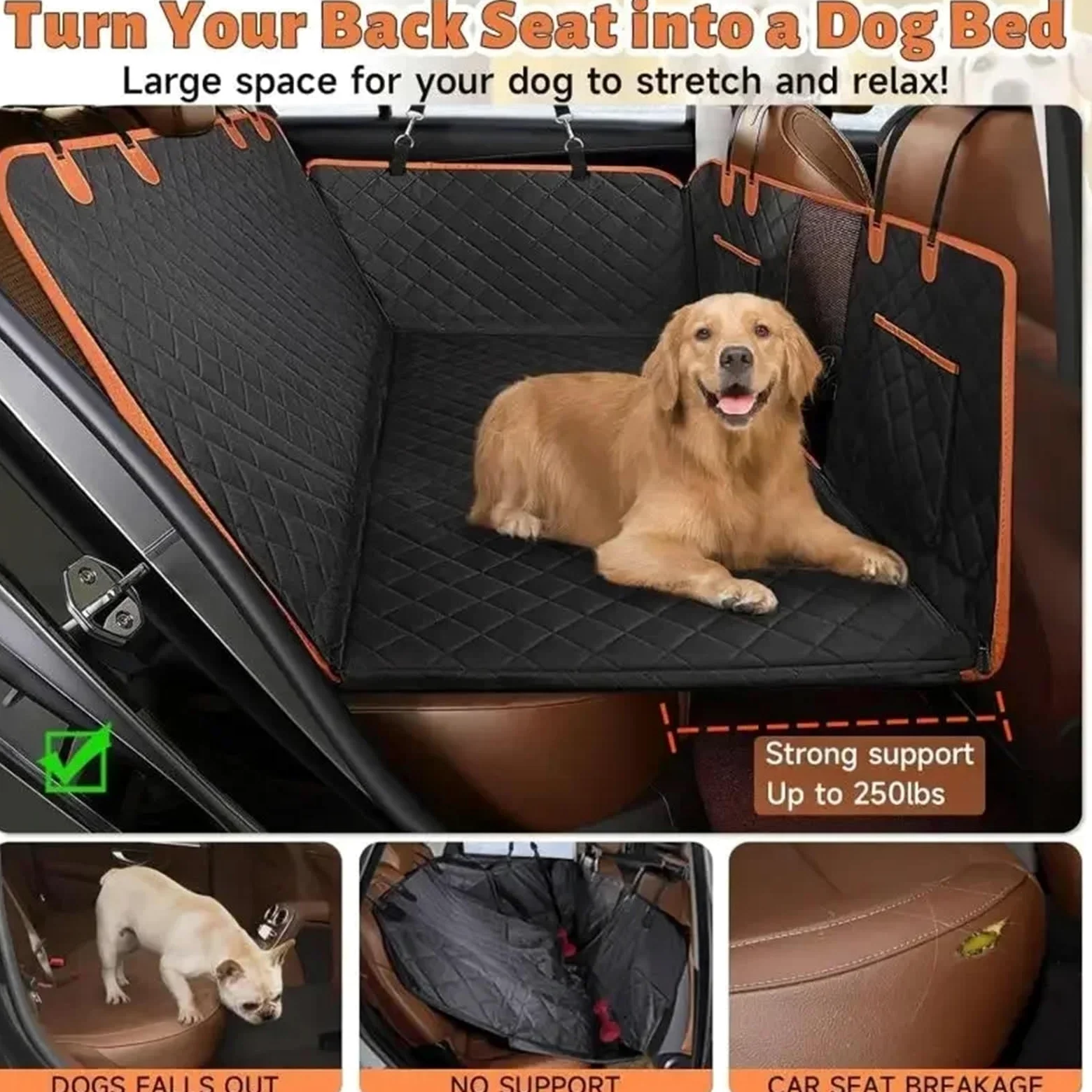 Alfombrilla Maletero Coche Funda Impermeable para Asiento de Coche para Perros con Ventana Malla, antiarañazos y Antideslizante