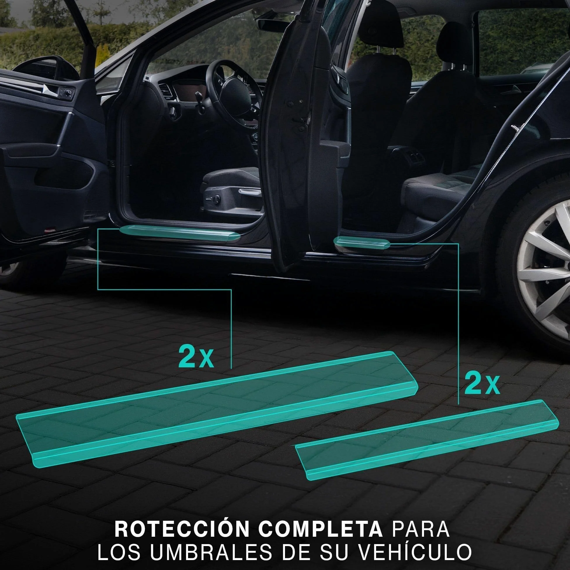 CHROMEMASTER | Protector de Umbral de Puerta Compatible con Mazda CX-5 II 2017-2024 | Acero Inoxidable; Protección Antirrayaduras para Umbral - Accesorio de Coche Adhesivo - Juego de 4 Piezas