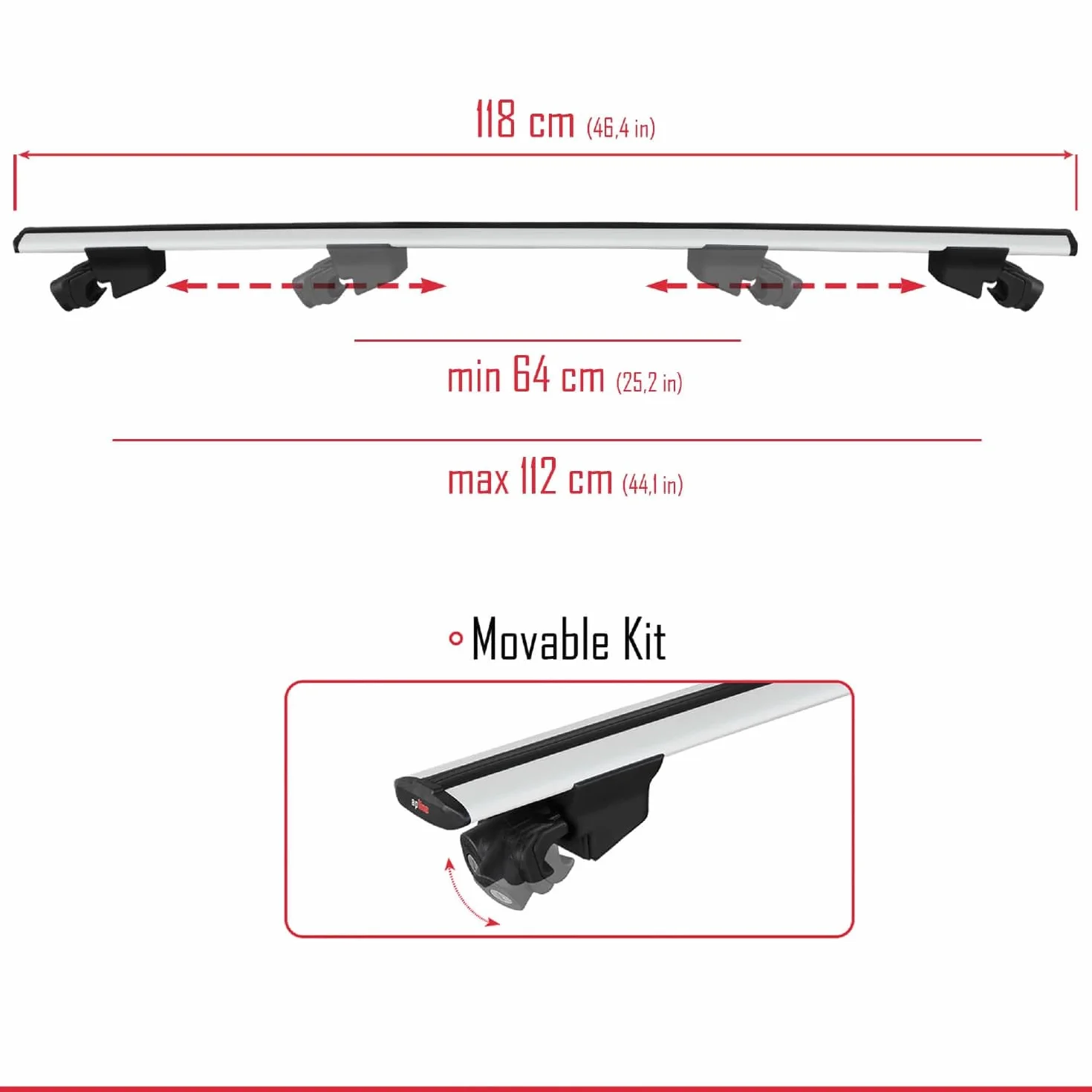 Compatible con Peugeot 508 SW 2010-2018 Modelo Hook Barra de Techo Auto Portaequipajes Barras Transversales Gris Aluminio 2 Barras