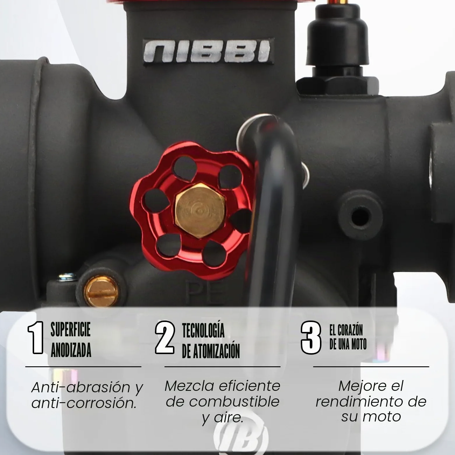 NIBBI PE 26mm Carburador Alto Rendimiento para Motos 150cc-200cc con 3 Boquillas un Inyección Piloto y Revestimiento Protector Apto para Cross, Dirt Bike, ATV, Motocross, Pit Bike, Mini GP