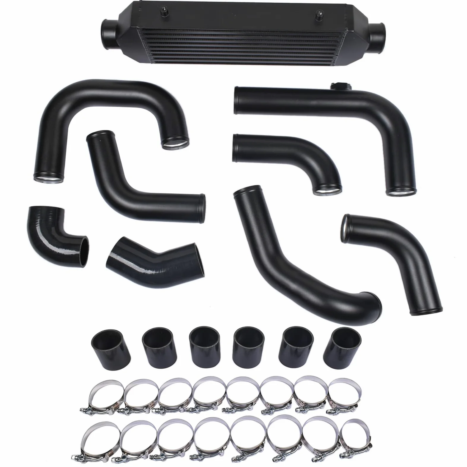 Kit de enfriador de aire con soporte frontal negro Kit de intercooler compatible con Golf MK4 A3 8L Leon 1.9TDI 1998-2005