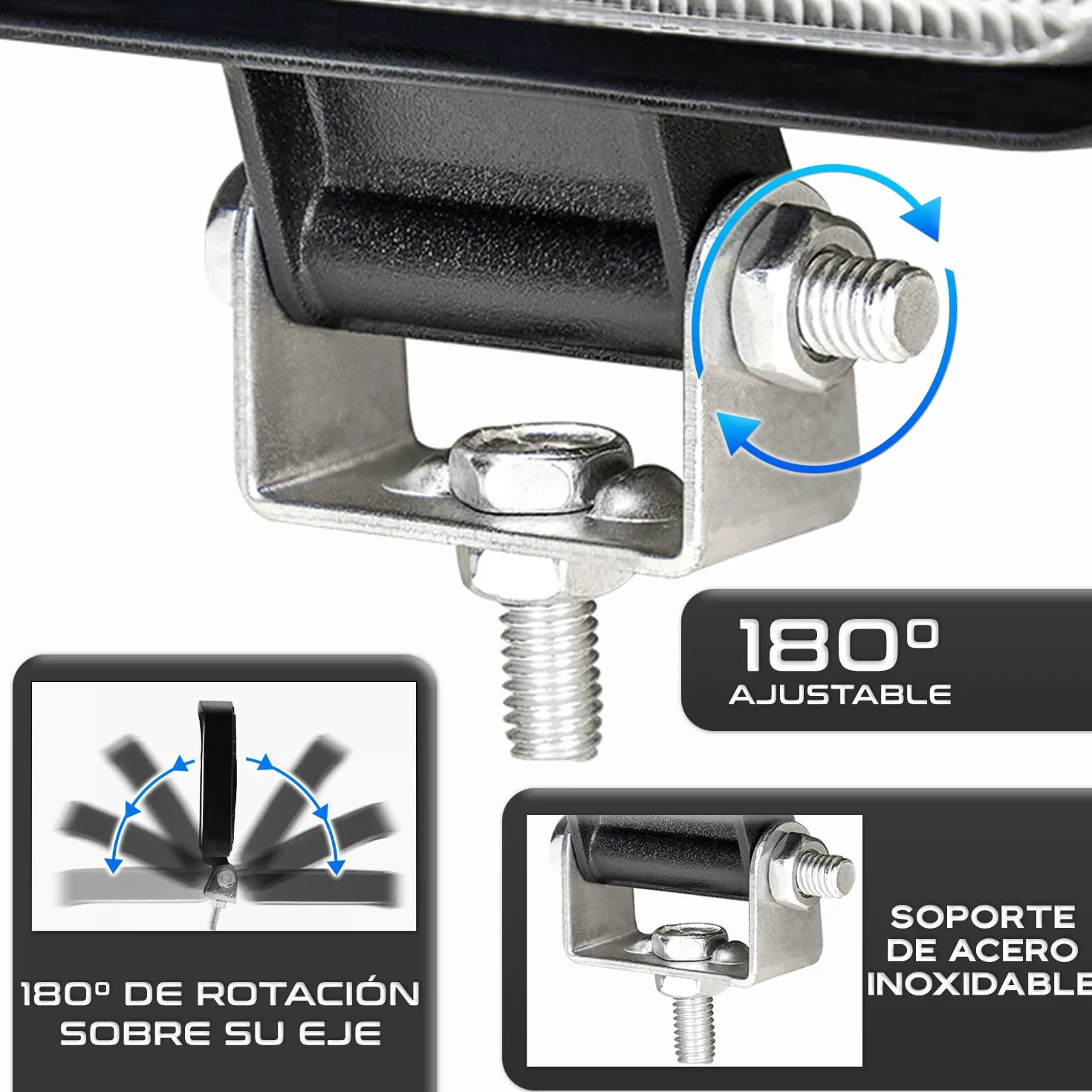 Foco led 12v 2 uds aluminio abs 48W 16 led 6500K 10.5 cms 4.21" faros 4x4 largo alcance