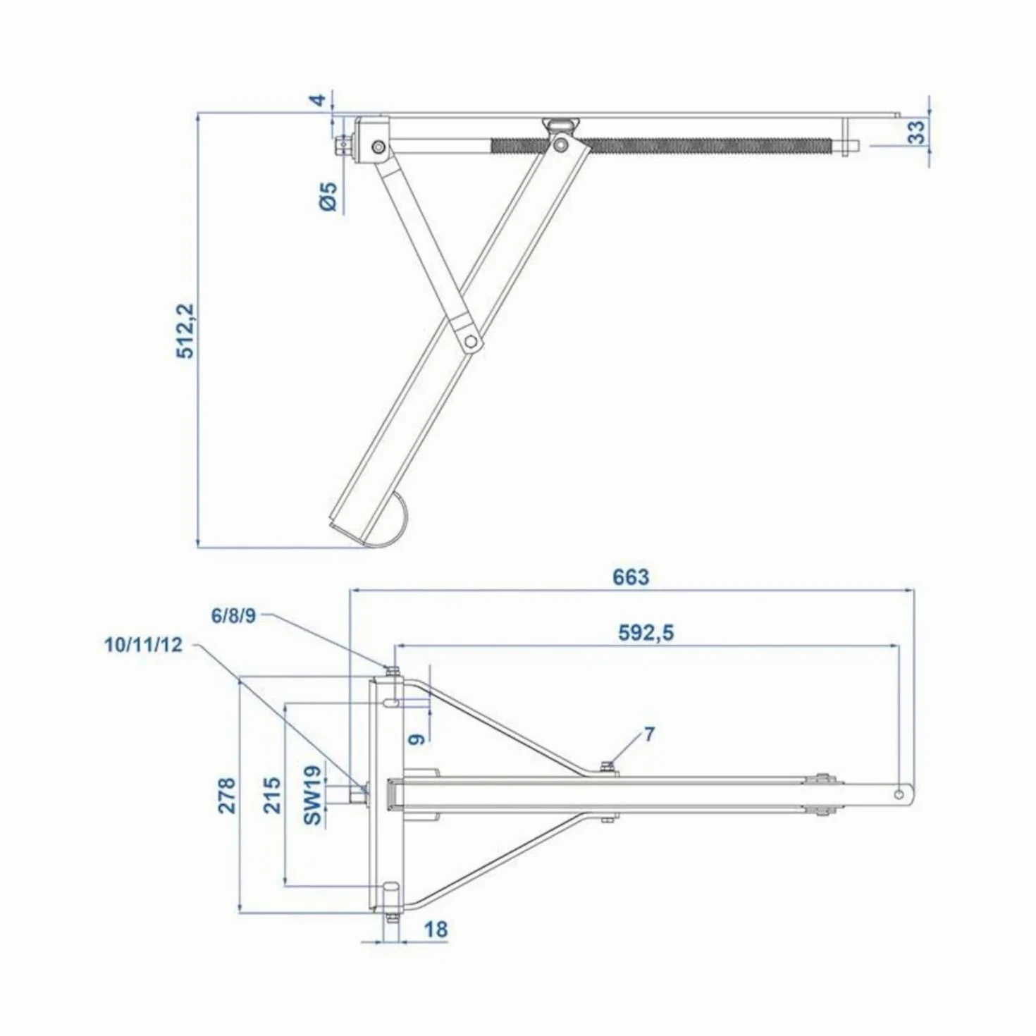 ProPlus 1 soporte de manivela para caravana, 450 kg, 663 x 278 cm, altura 512 mm, también para remolques