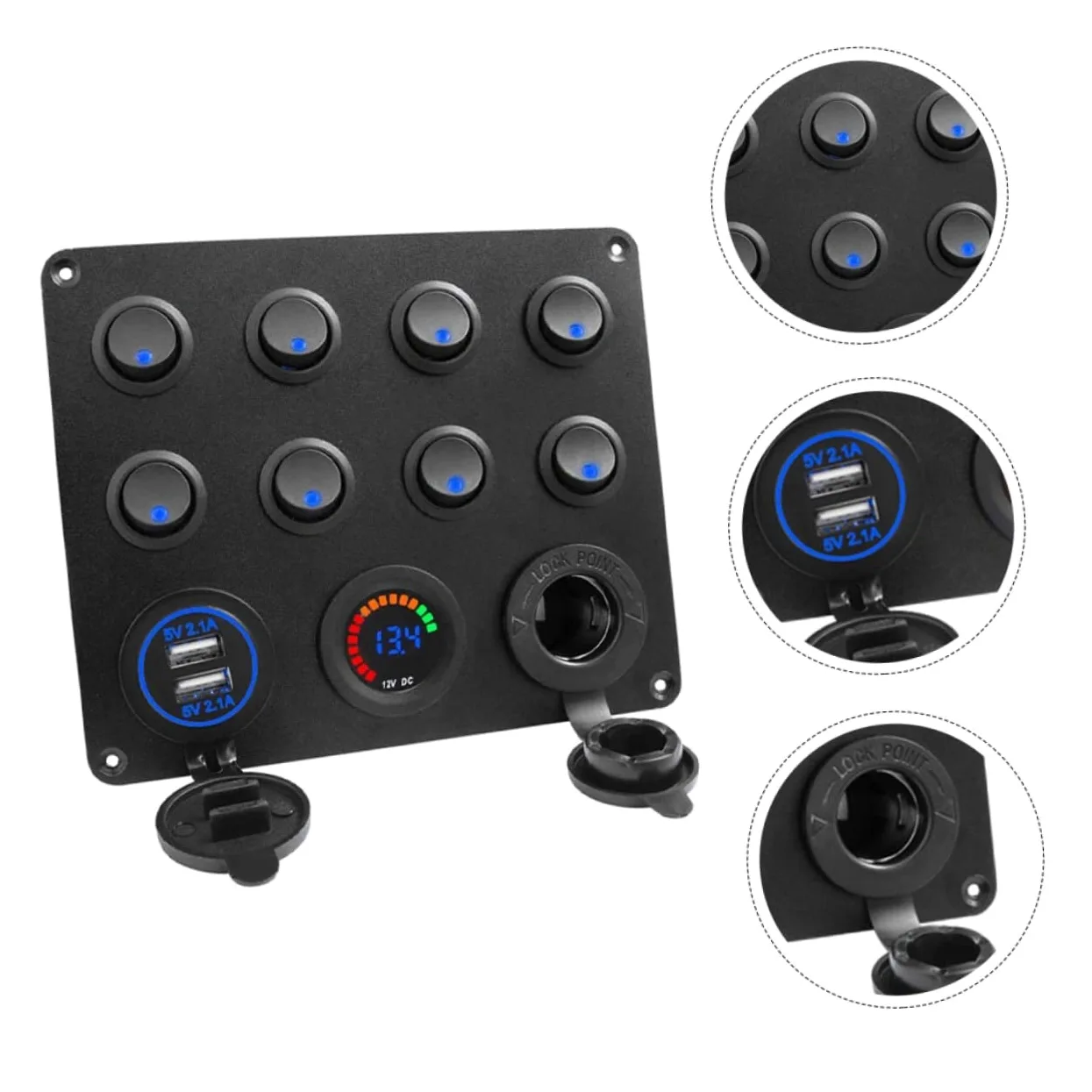 Panel de Control Marino Doble USB 4.2a y Voltímetro para Coche, Camión y Rv