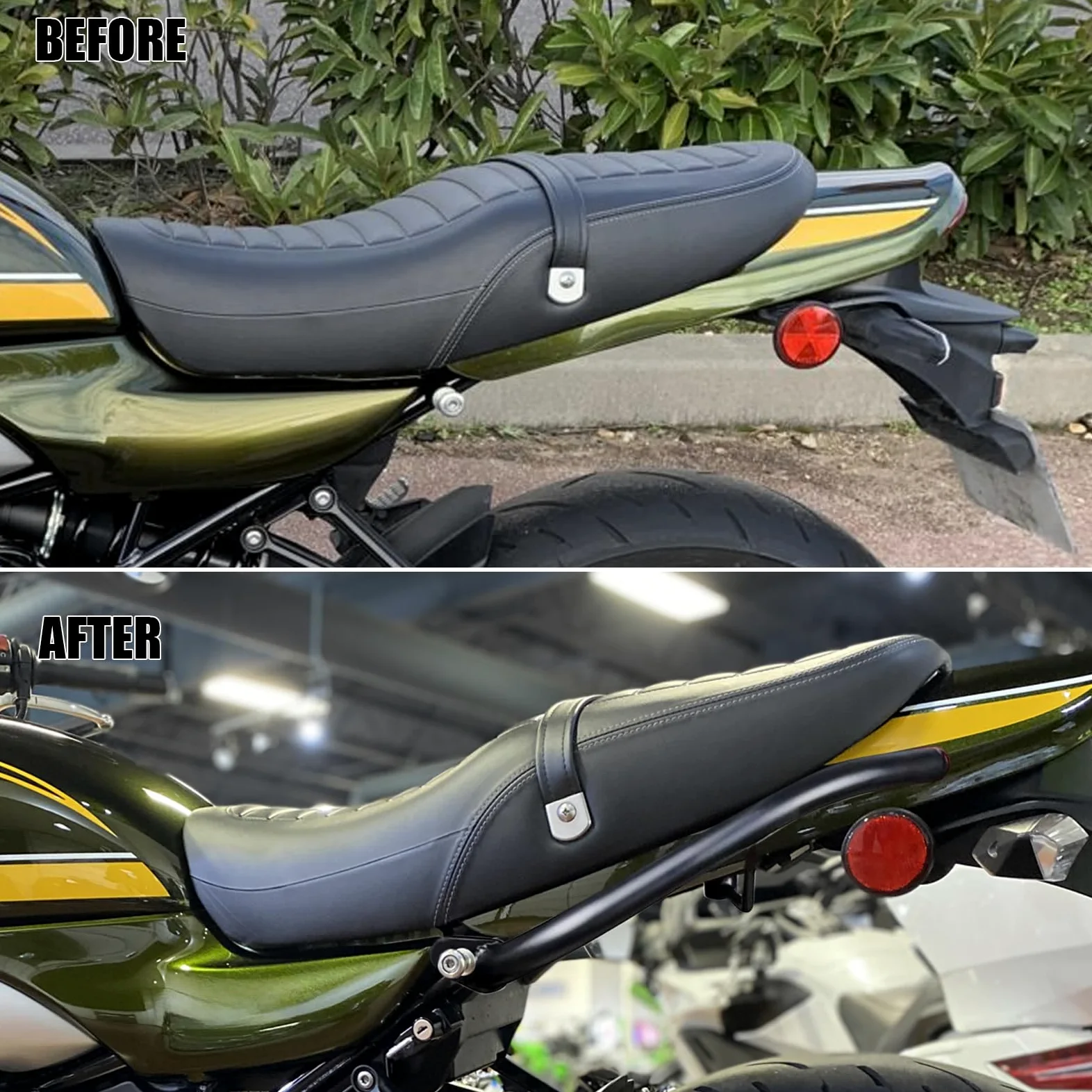 WOOGA Asidero Trasero Asiento Manija de mano Carril para Ka&wa&sa&ki Z900RS Z 900RS Z 900 RS/Cafe/SE 2018-2026 Accesorios de motocicleta Asiento Trasero Socio Estante Estante (Negro Brillante)