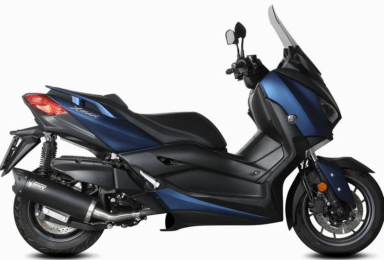 mivv tubo de escape homologado catalizado mover acero negro compatible con yamaha xmax x-max 400 2017 2018 2019 2020 mototopgun