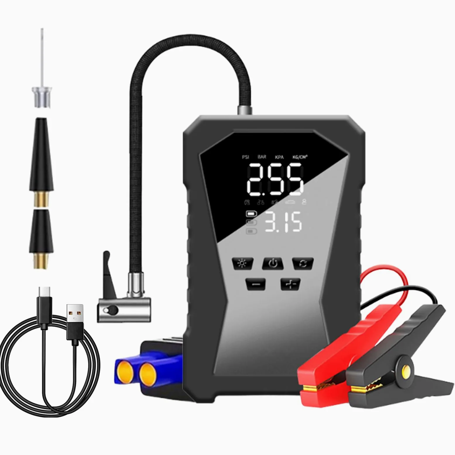 Arrancador Portátil Para Coche Arrancador Batería 12V con Inflador | Arrancador De Batería 12V Con Inflador Para Neumáticos Moto, , Camping, Viaje, Aire Libre, Taller, Mantenimiento