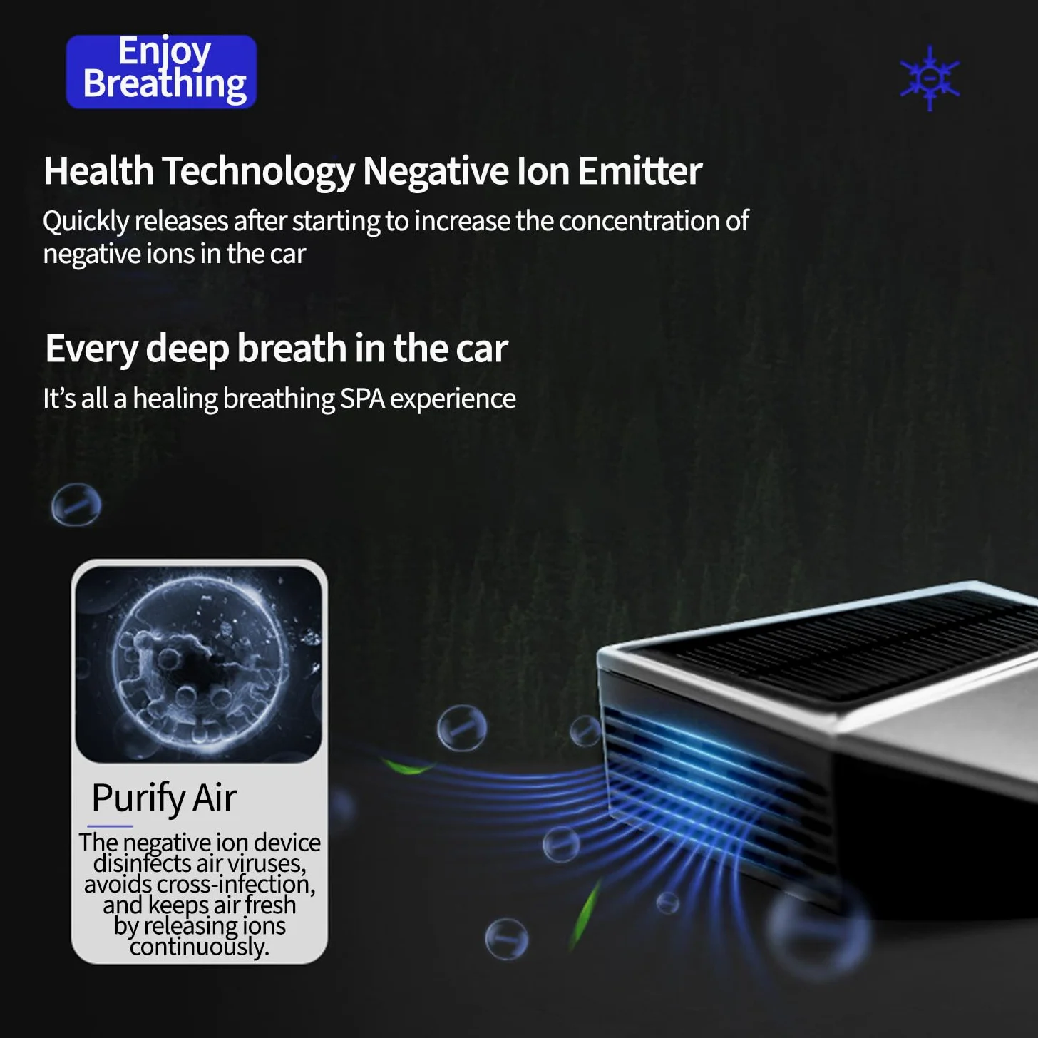 Ambientador de aromaterapia para Coche, difusor de Aroma para Coche, difusor de Aroma para Coche Recargable con Panel Solar, difusor electrónico de Fragancia para Coche, difusor de aromaterapia