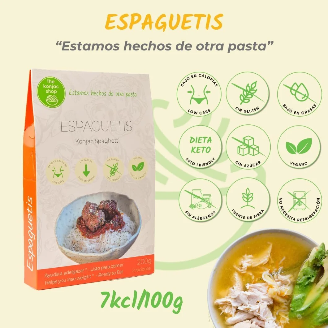 The Konjac Shop - Pack de 6 Unidades de 270g Pasta Shirataki Sin Gluten Bajo En Calorias y Carbohidratos Aptos Para Veganos, Dietas Keto, Low Carb