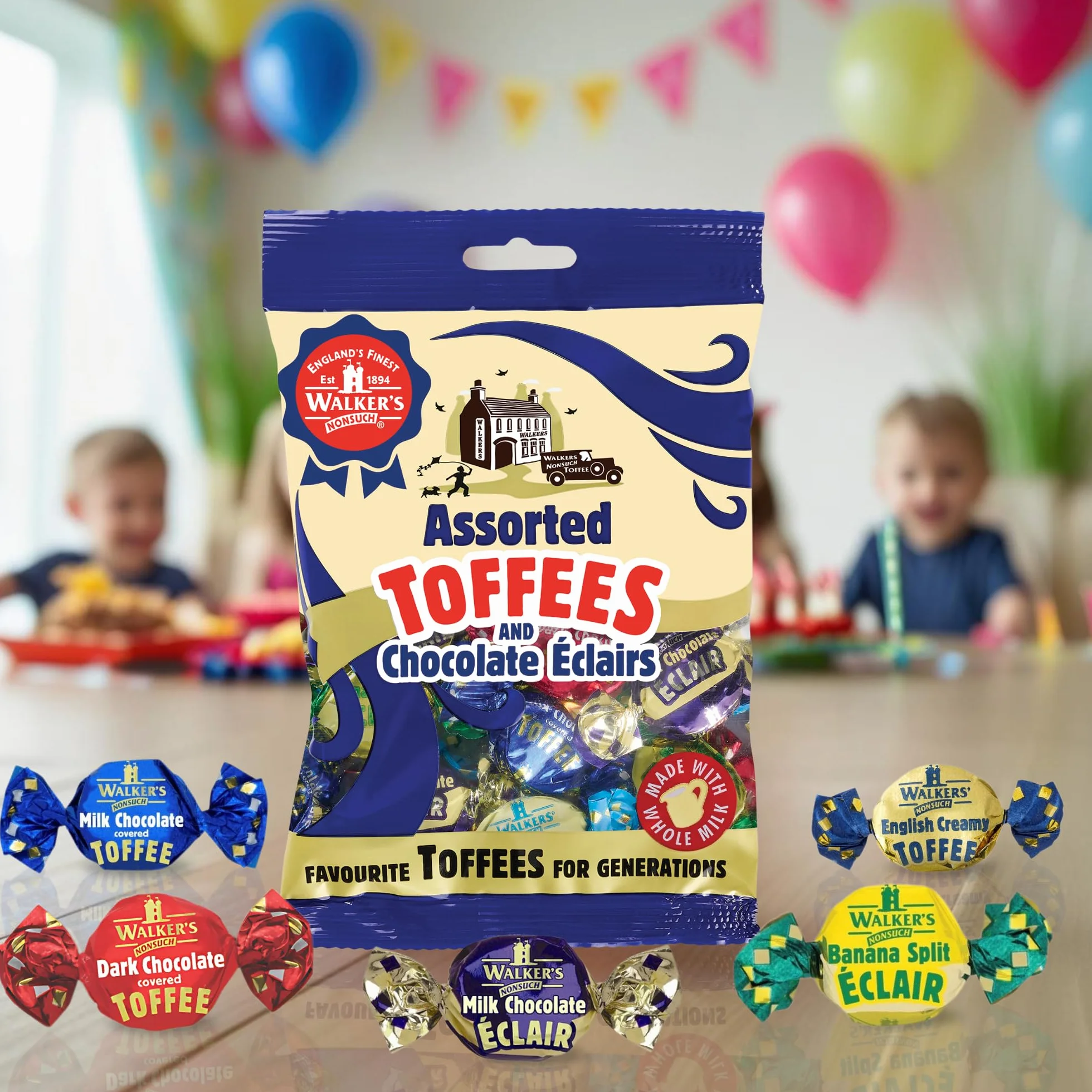 Walkers Assorted Toffees and Chocolate Eclairs Bag 150g