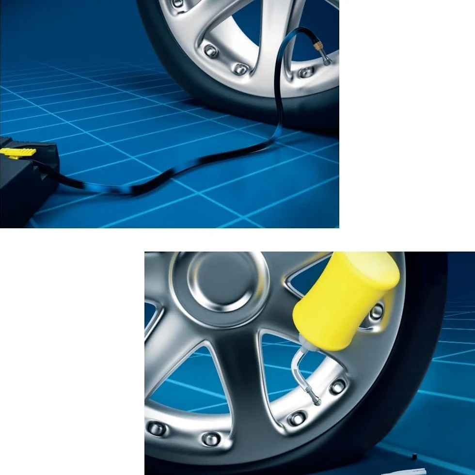 Compatible con HYOSUNG Set DE PINCHAZO DE NEUMÁTICOS Kit DE INFLADO Y REPARACIÓN AUTOMÁTICO con COMPRESOR Y LÍQUIDO SELLADOR DE 620 ML para Coches, SUV,Motocicletas