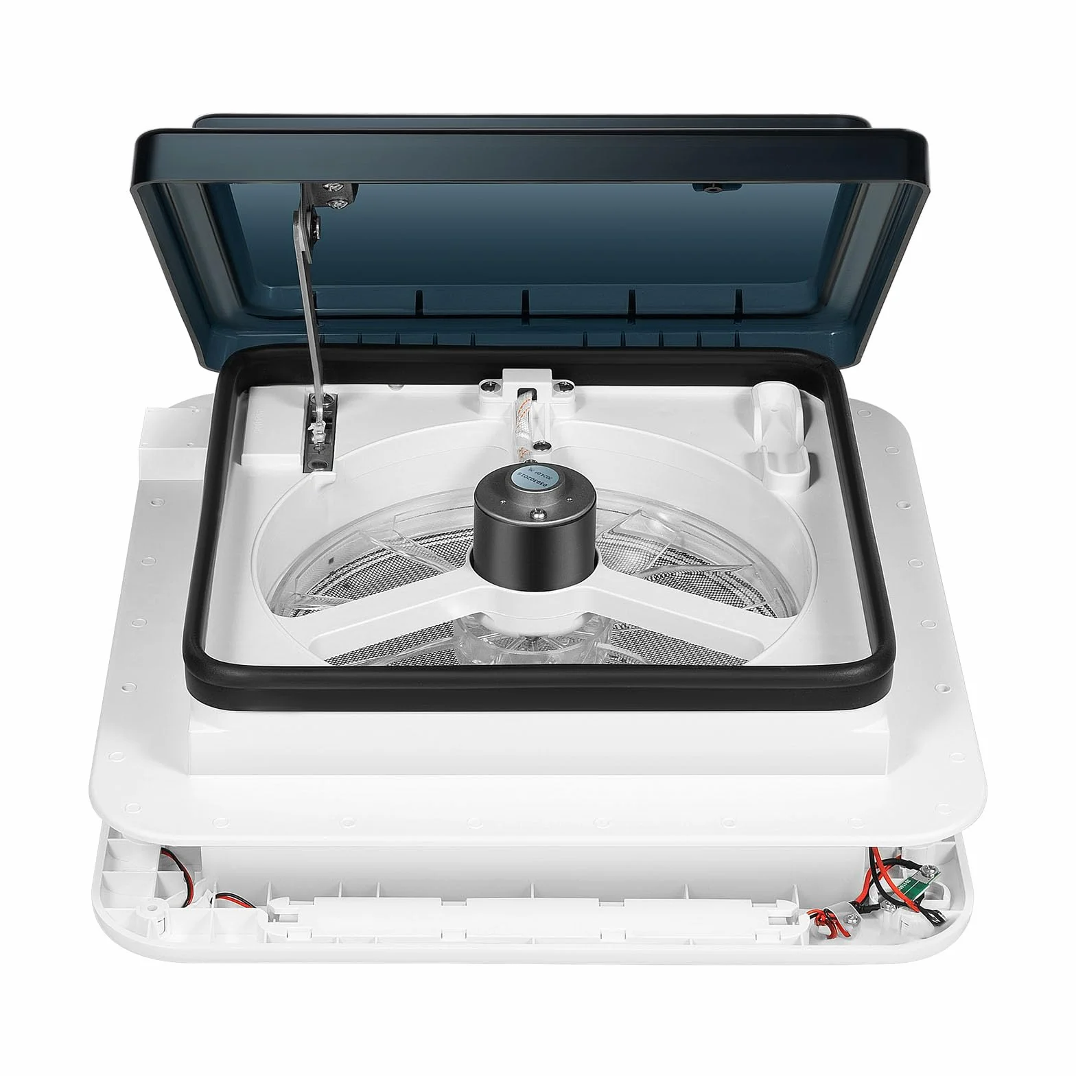 Claraboya Caravana 28x28 cm 12V Ventilador con Luz LED IP68 Silencioso 65dB Red Antimosquitos