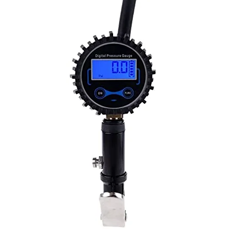 Inflador de neumáticos Digital con manómetro y luz LED Nocturna Trasera - Pistola de inflado automático de Aire Resistente con 4 Tapas de válvula