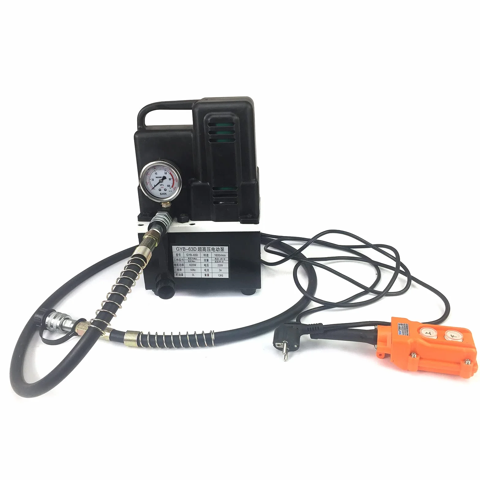 OUKANING Bomba hidráulica de 12 V, 70 MPa, 620 W, bomba electrohidráulica de alta presión, con mando a distancia para levantar, presionar y doblar