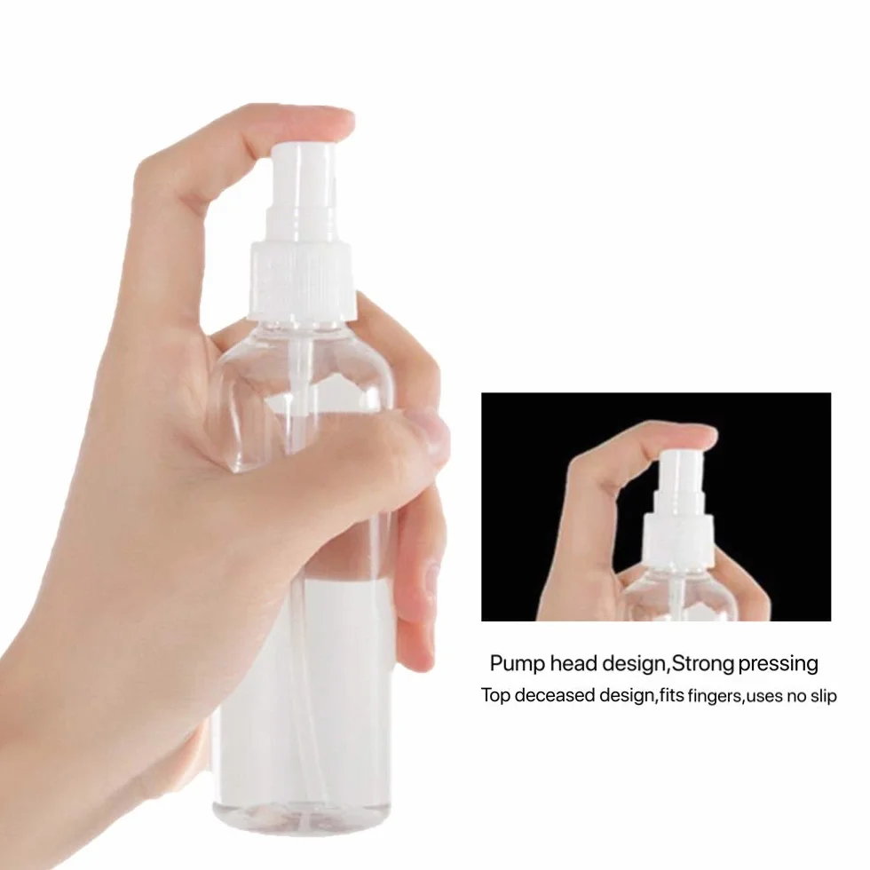 Botella Spray Plastico 100ML 4 Piezas Atomizador Transparente Niebla Botellas de Viaje Vacio