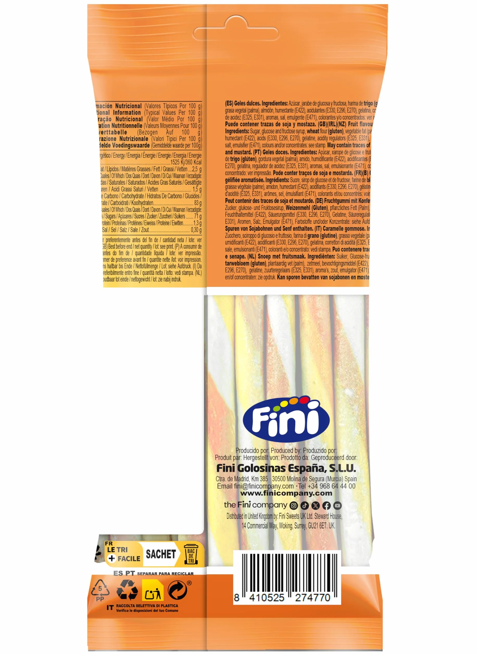 Fini Golosina Tubes Creamy Regaliz 80 gr Chuche Sabor Mango and Cream