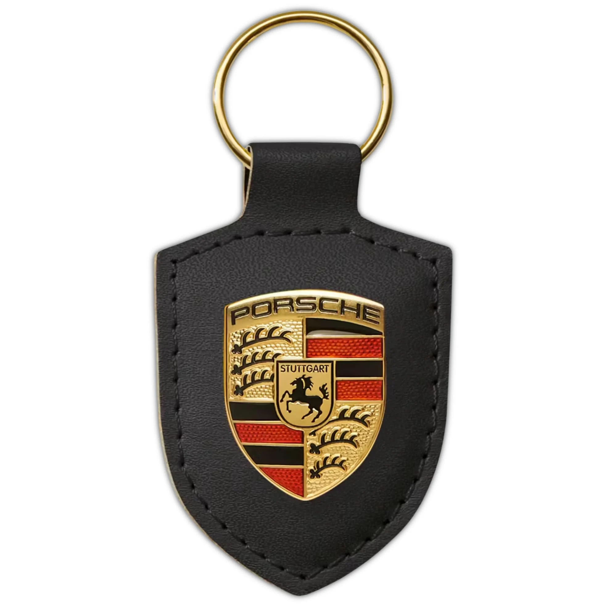 Porsche Llavero original con el escudo de la marca, color negro