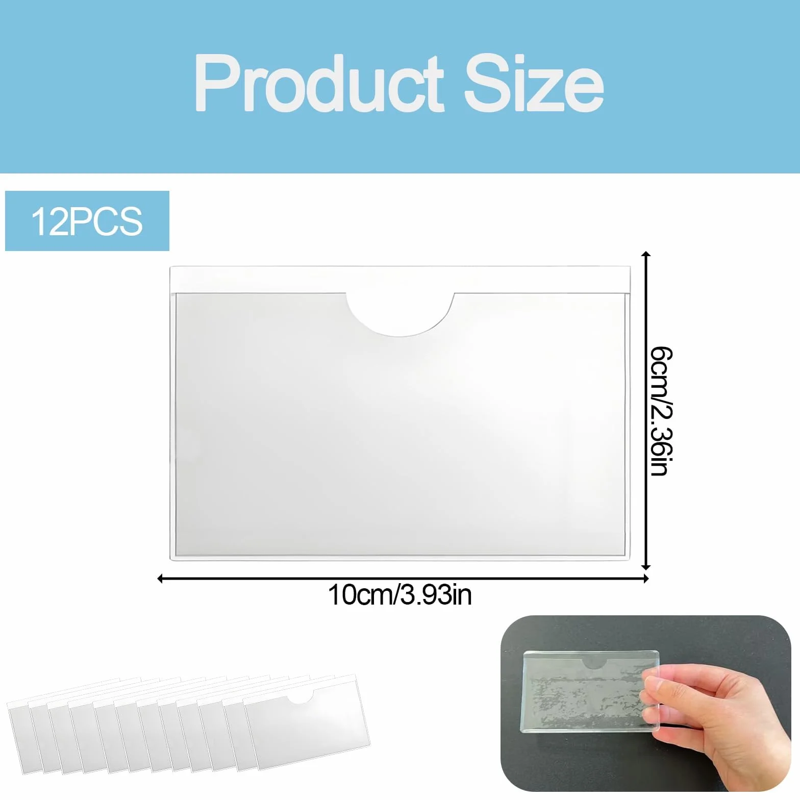 6pcs Bolsillo Auto Adhesivo de Tarjeta, Bolsa Adhesiva para Parabrisas de Coche, 10 x 8 cm, Porta Documentos de PVC para Licencias, Permisos de Estacionamiento y Más (12pcs 6×10 cm)