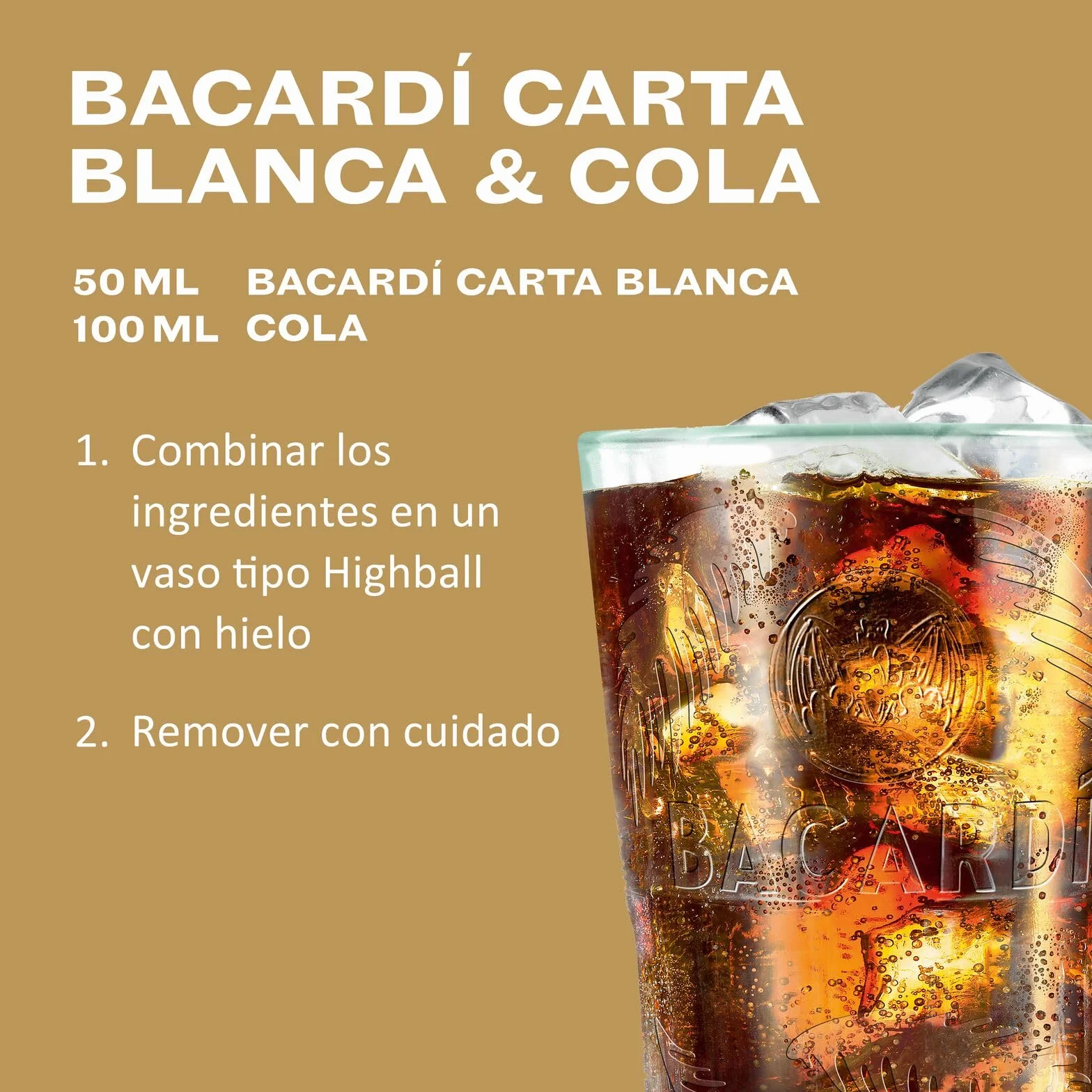 BACARDÍ Carta Blanca Ron Blanco Superior 37,5% ALC. 1 L Ron Caribeño Icónico