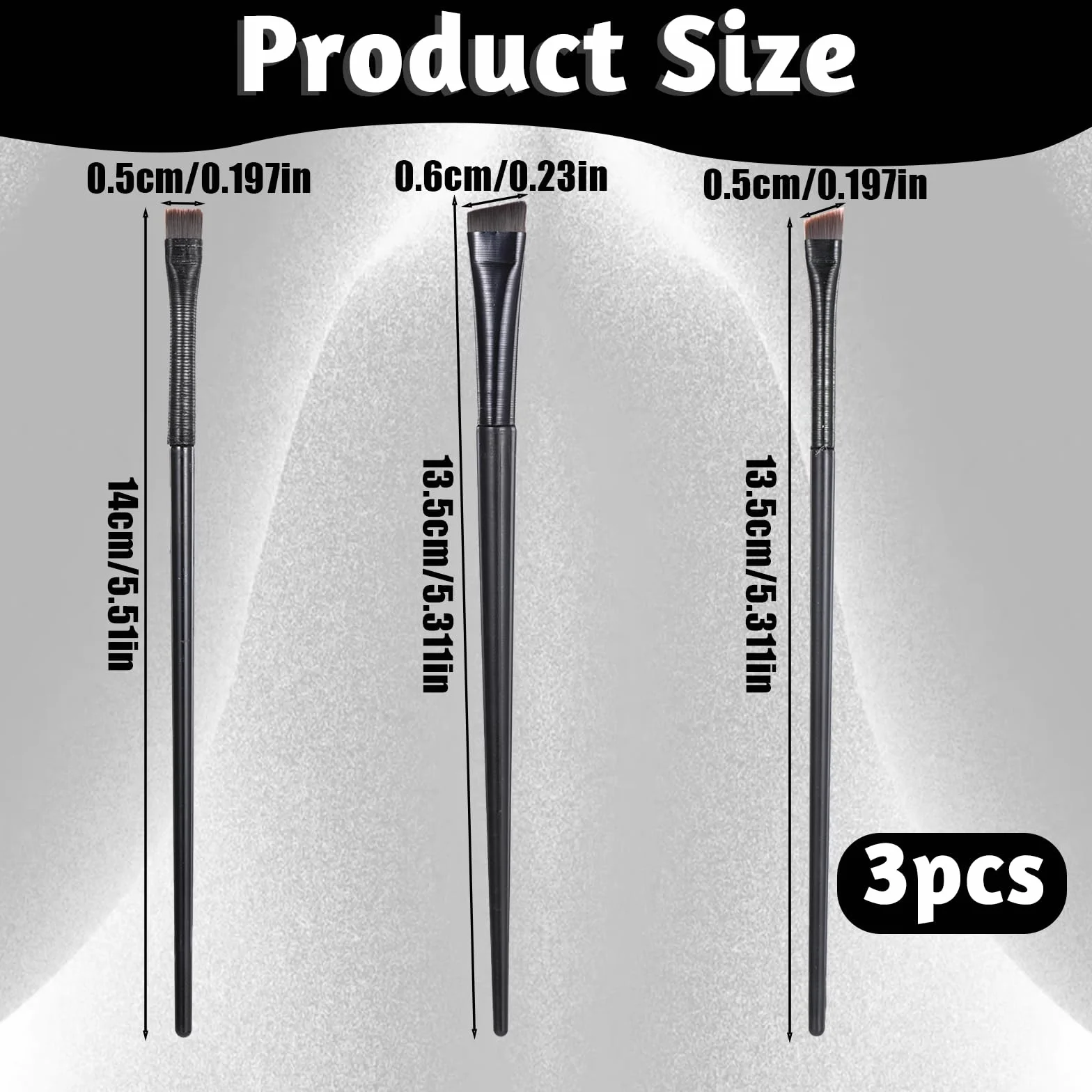 Pinceles delineador de ojos y cejas, cepillo ángulo fino, set 3 brochas maquillaje mujer