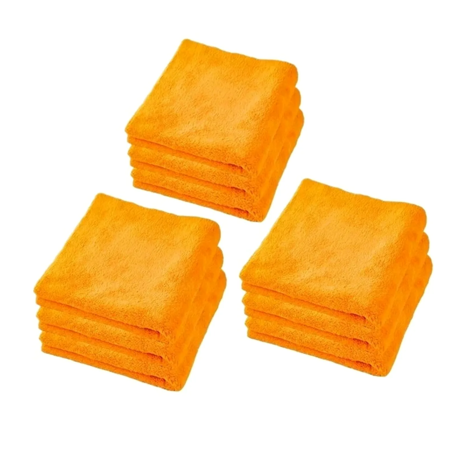 Toallas gruesas de microfibra para coche, felpa suave, superabsorbentes, sin bordes, para lavado de coche, toallas de secado (naranja, 9 piezas)