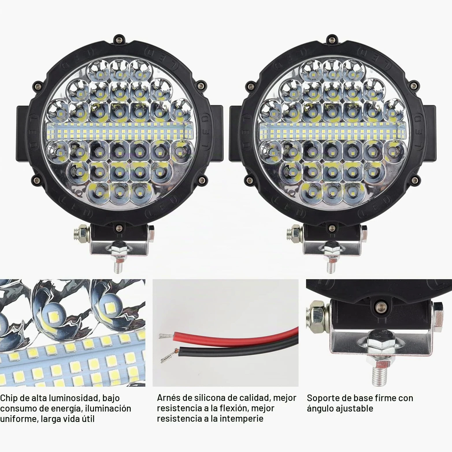 Safego Focos Tractor LED 7" 210W 16800LM Faros Trabajo LED 12V 24V | IP67 Impermeable Luz de Niebla con Cable, Spot Flood Combo, Focos LED Coche 4x4 para SUV ATV Off-Road Camión Moto Barco