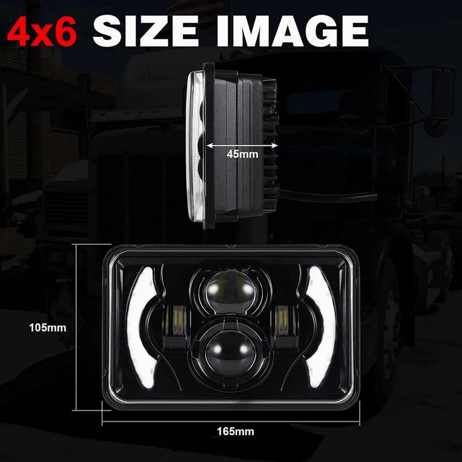 Bombilla Coche Faro LED 4x6 Bombilla para coche | 5x7 7x6 impermeable Hi Lo Beam blanco ámbar DRL