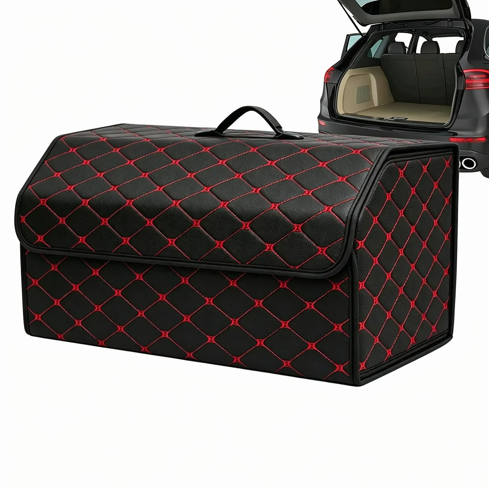 Organizador Maletero Coche, para Renault Clio 4 2014-2019 Caja Almacenamiento Plegable Bolsa Organizadora Cuero PU Impermeable Compartimentos,B-L