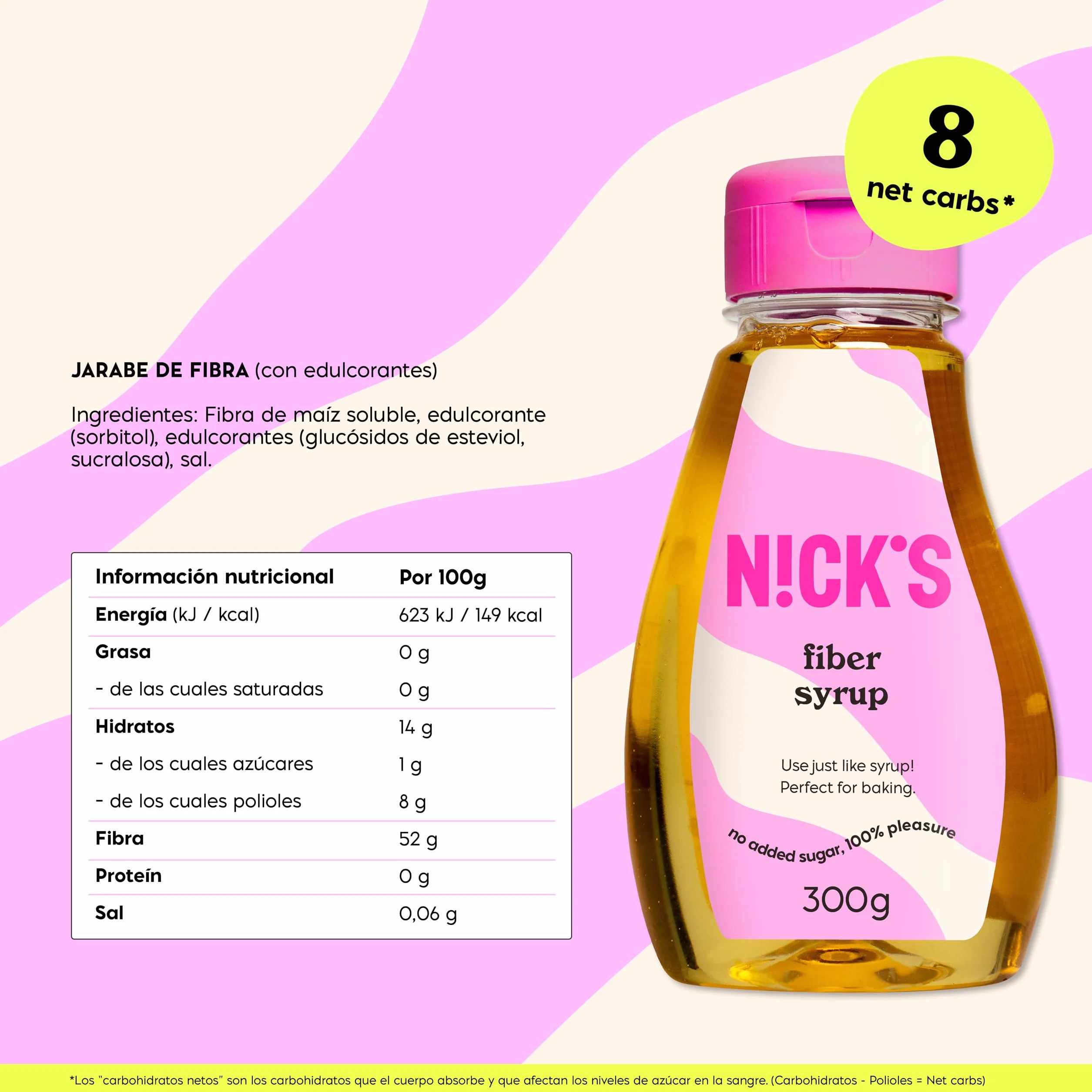 NICKS Fiber Syrup 300g Jarabe de fibra sin azúcar añadido