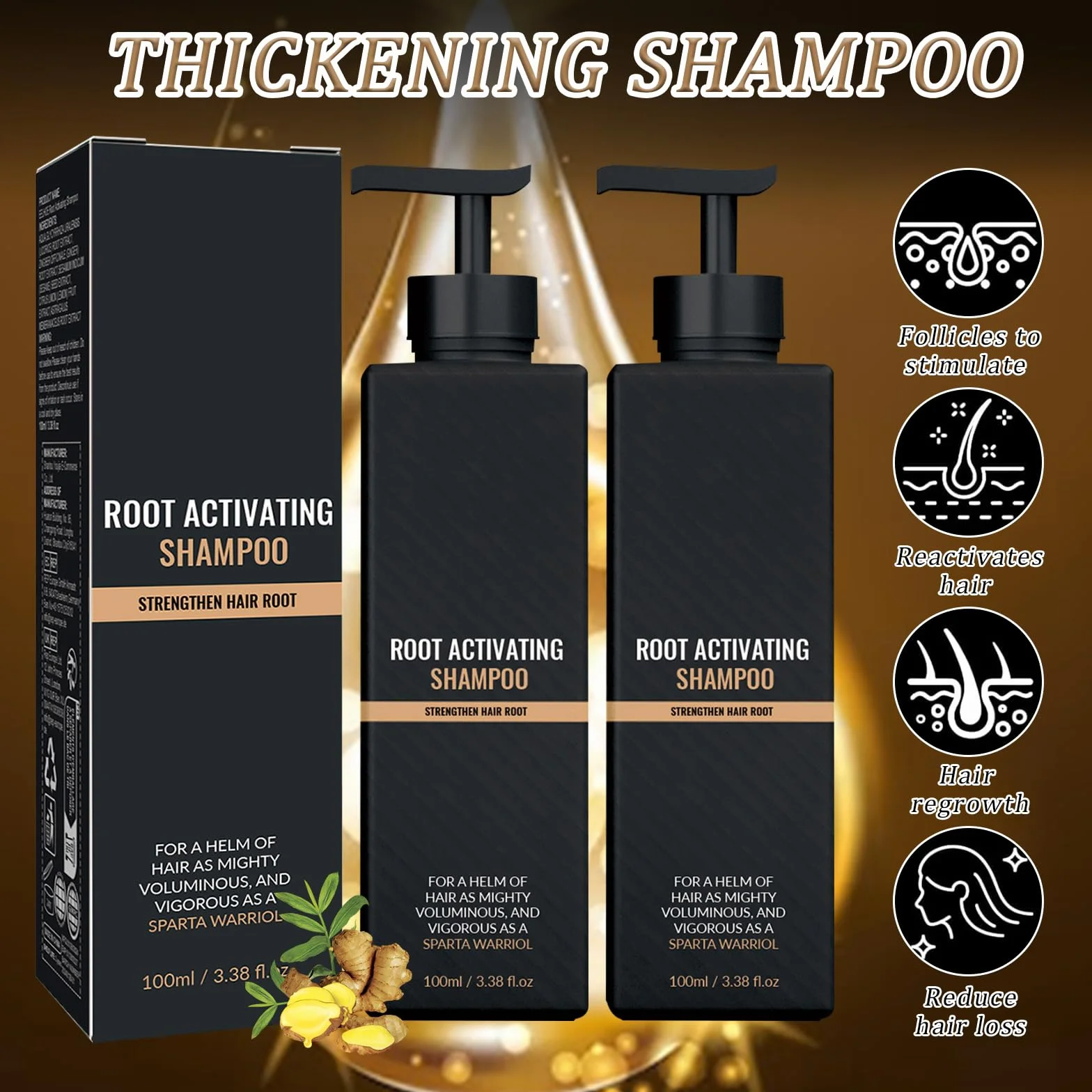 Spart Root Activator Shampoo 2 Piezas Champú Activador de Raíces Ingredientes Botánicos Suaves