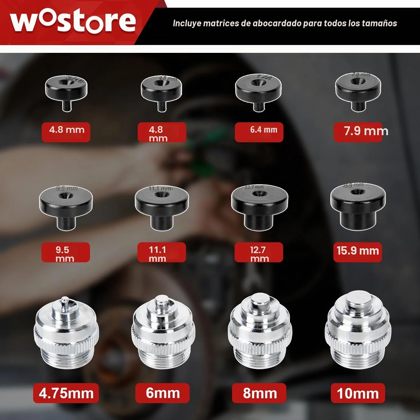 Wostore Kit Profesional de línea de Freno para bengalas Individuales, Dobles (SAE) y bengalas de Burbujas (ISO) con Cortador de Tubos, escariador de Tubo para 3/16-5/8 Pulgadas, 7 tamaños