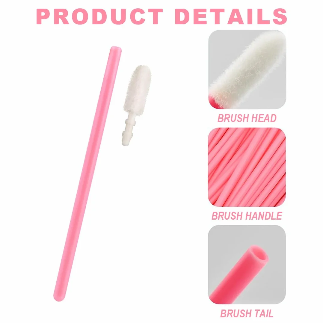 Pinceles Desechables para Labios, Pintalabios, Cejas, Juego de Herramientas de Belleza Rosa