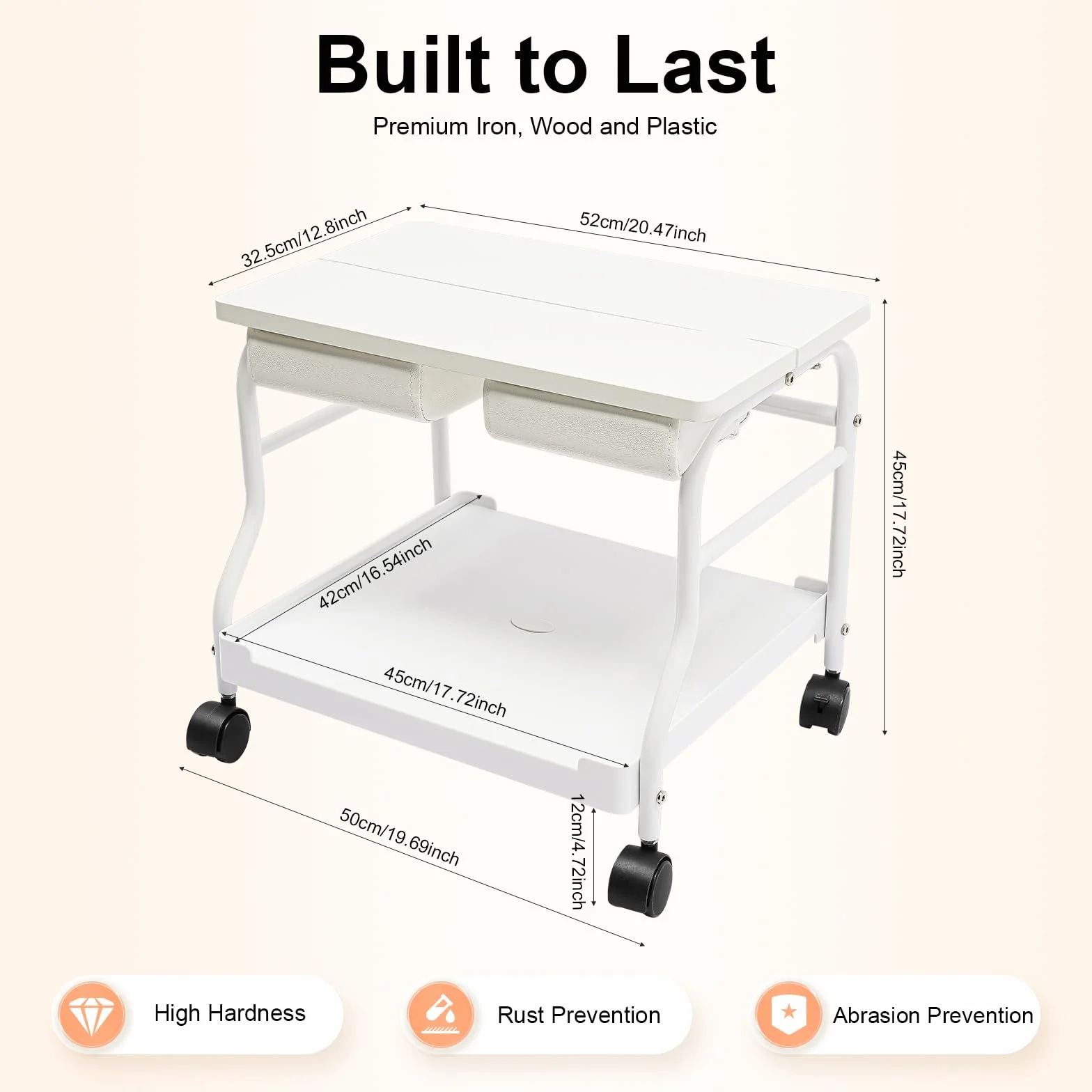Pediluvio Spa Trolley Portátil para Uñas y Pedicura Carrito Masaje Mesa Salón Blanco