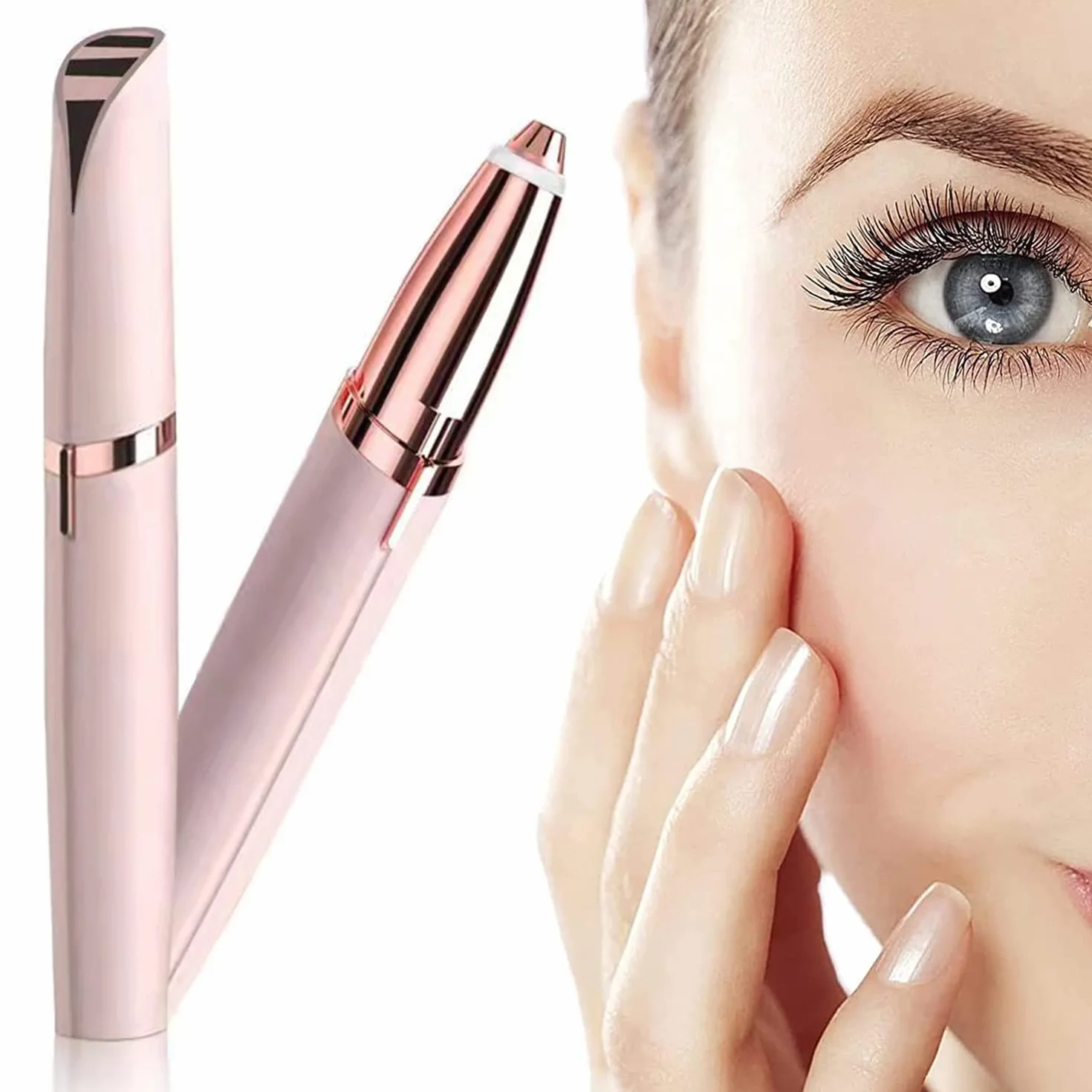 Depiladora Facial Mujer Recargable Impermeable Recortador de Cejas USB Portátil Sin Dolor Luz LED