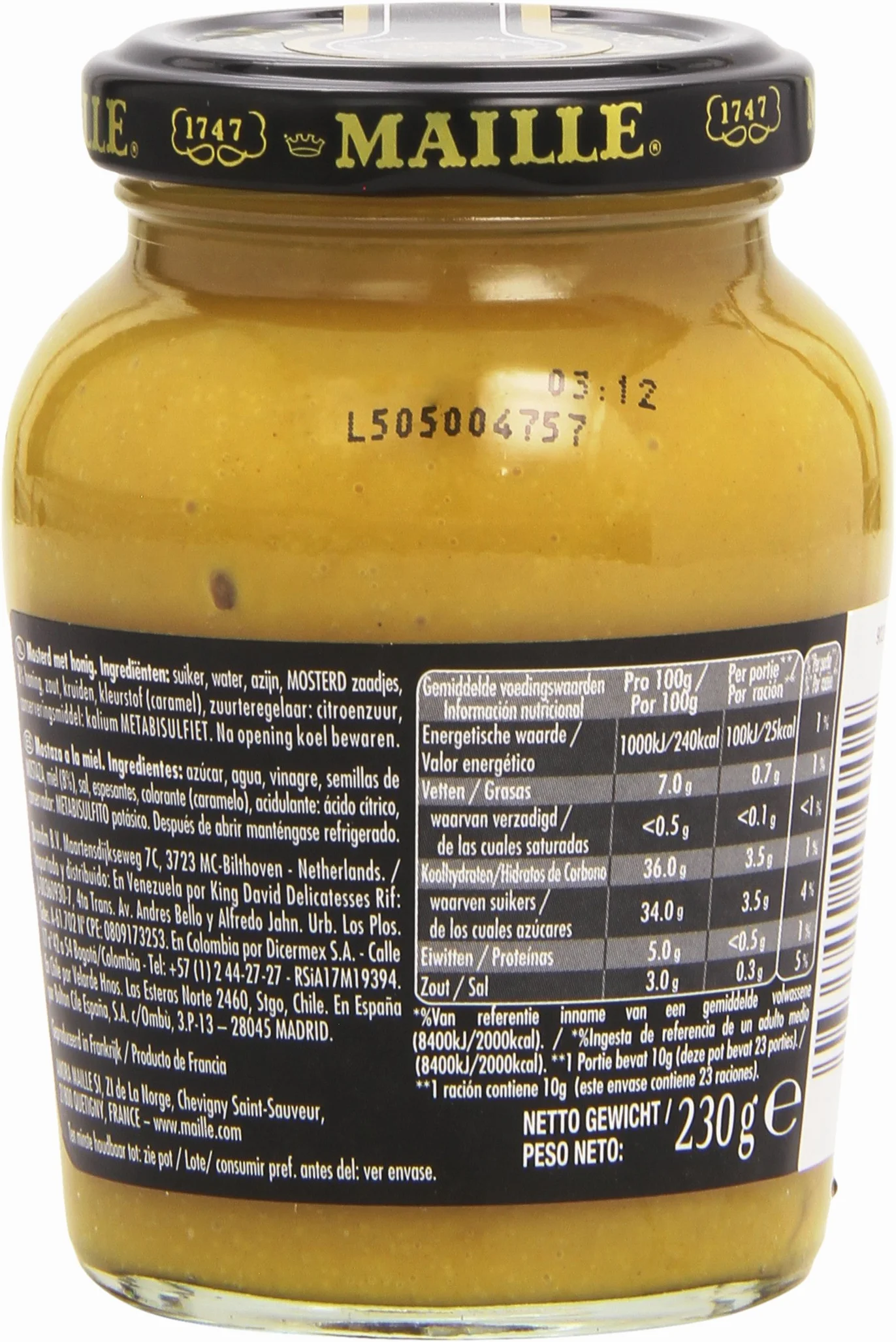 Maille A La Miel Mostaza 230 Gramo