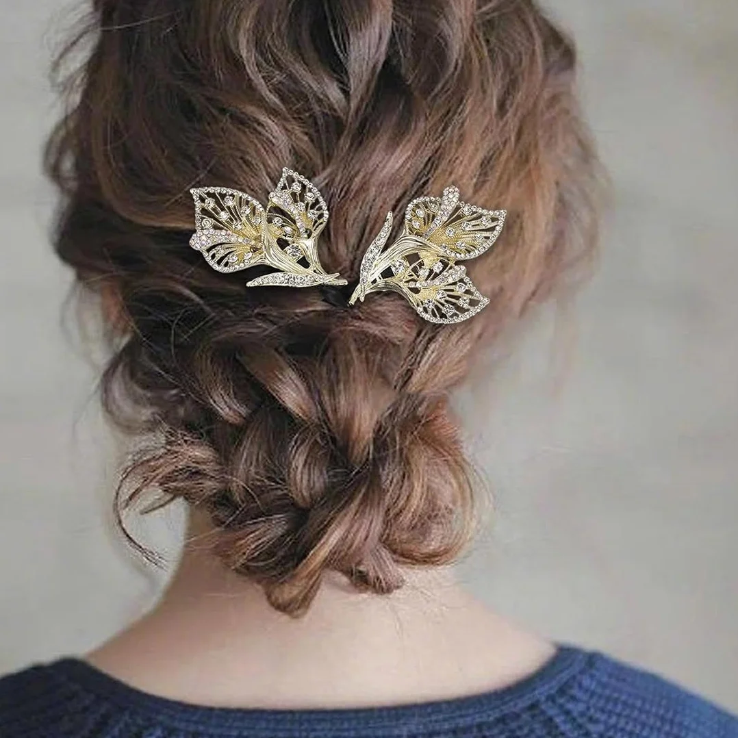 2 Piezas Gomas para el Pelo Moño Donut Herramienta de Rosquilla Giratoria, Accesorios para el Cabello de Diamantes Imitación
